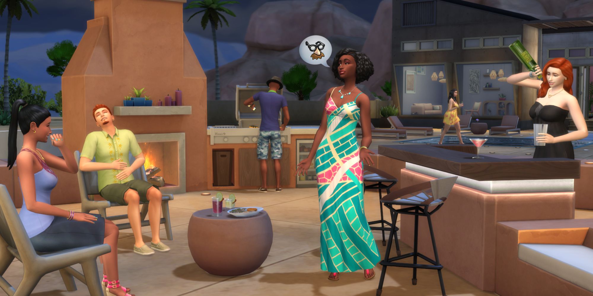 Sims 4 Desert Luxe outdoor patio area