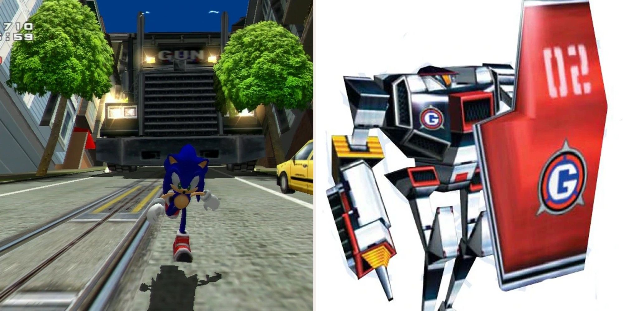 Sonic Adventure 2 - Gun Truck and robot soldier