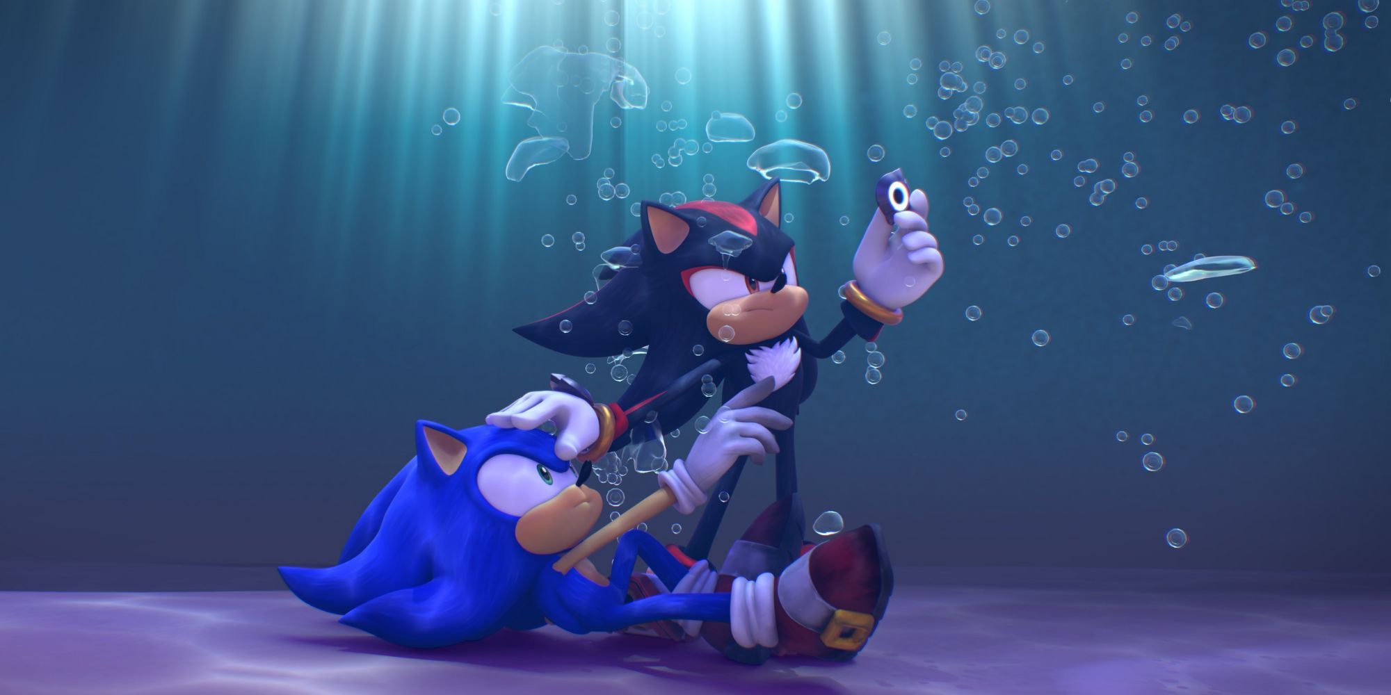 Sonic and Shadow underwater in season two of Sonic Prime.