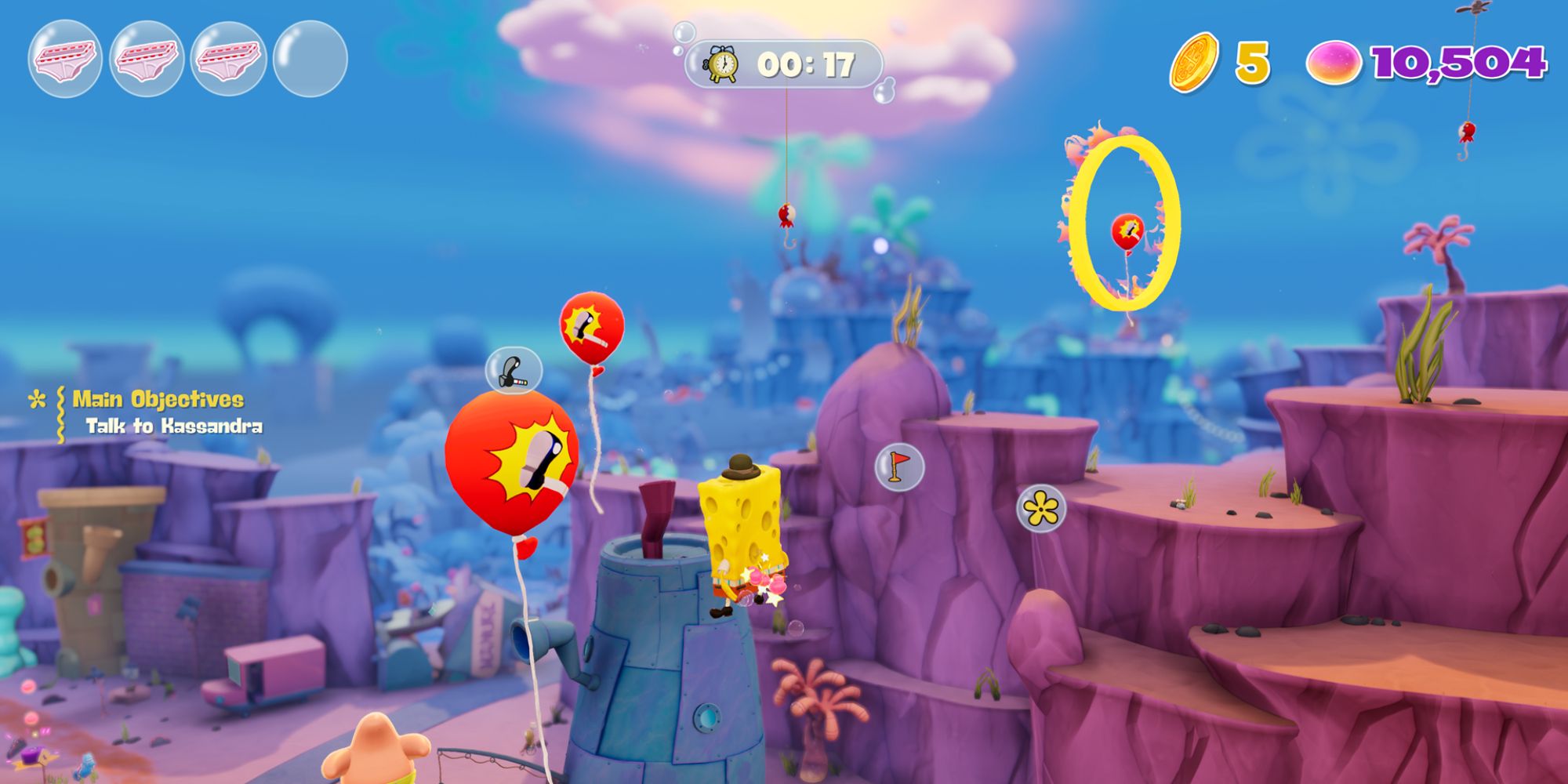 SpongeBob Cosmic Shake Screenshot Of Karate Balloons Course In Air