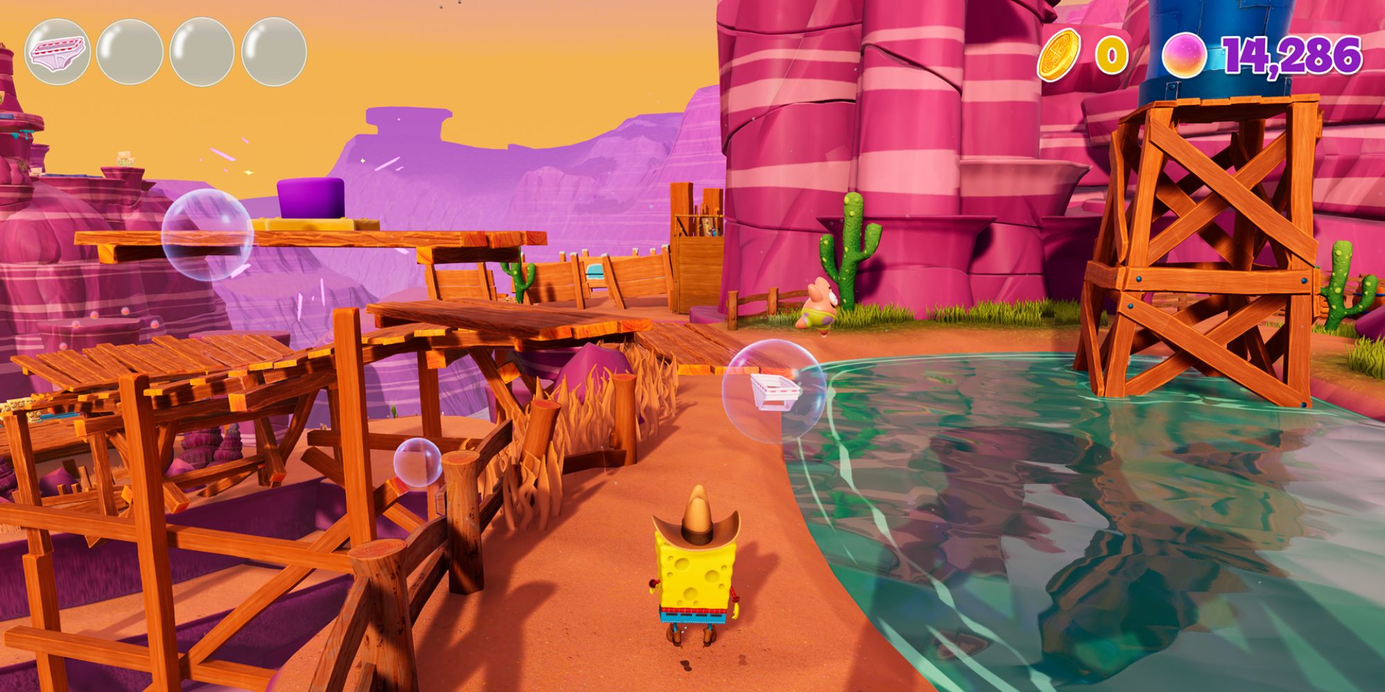 SpongeBob Cosmic Shake Screenshot Of Balloon Patrick Holding Underwear
