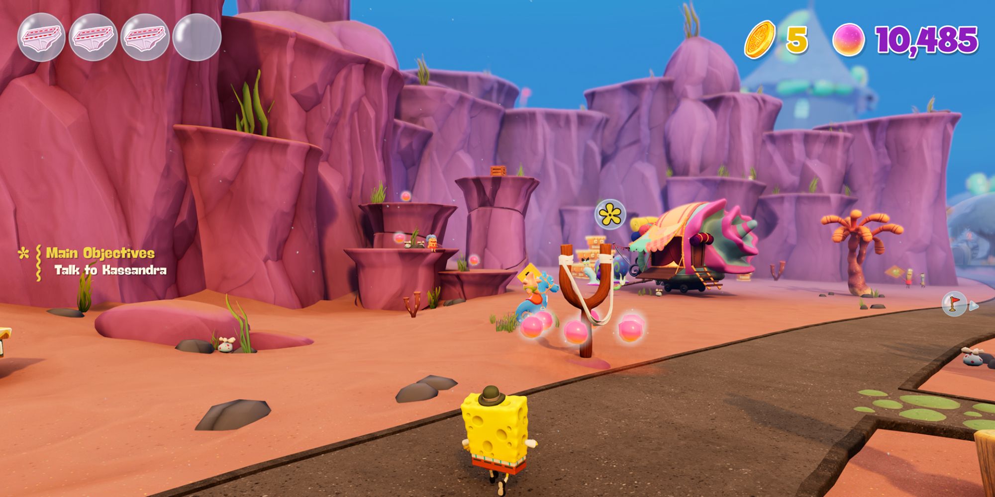 SpongeBob Cosmic Shake Screenshot Of Slingshot In Front Of SpongeBob's House