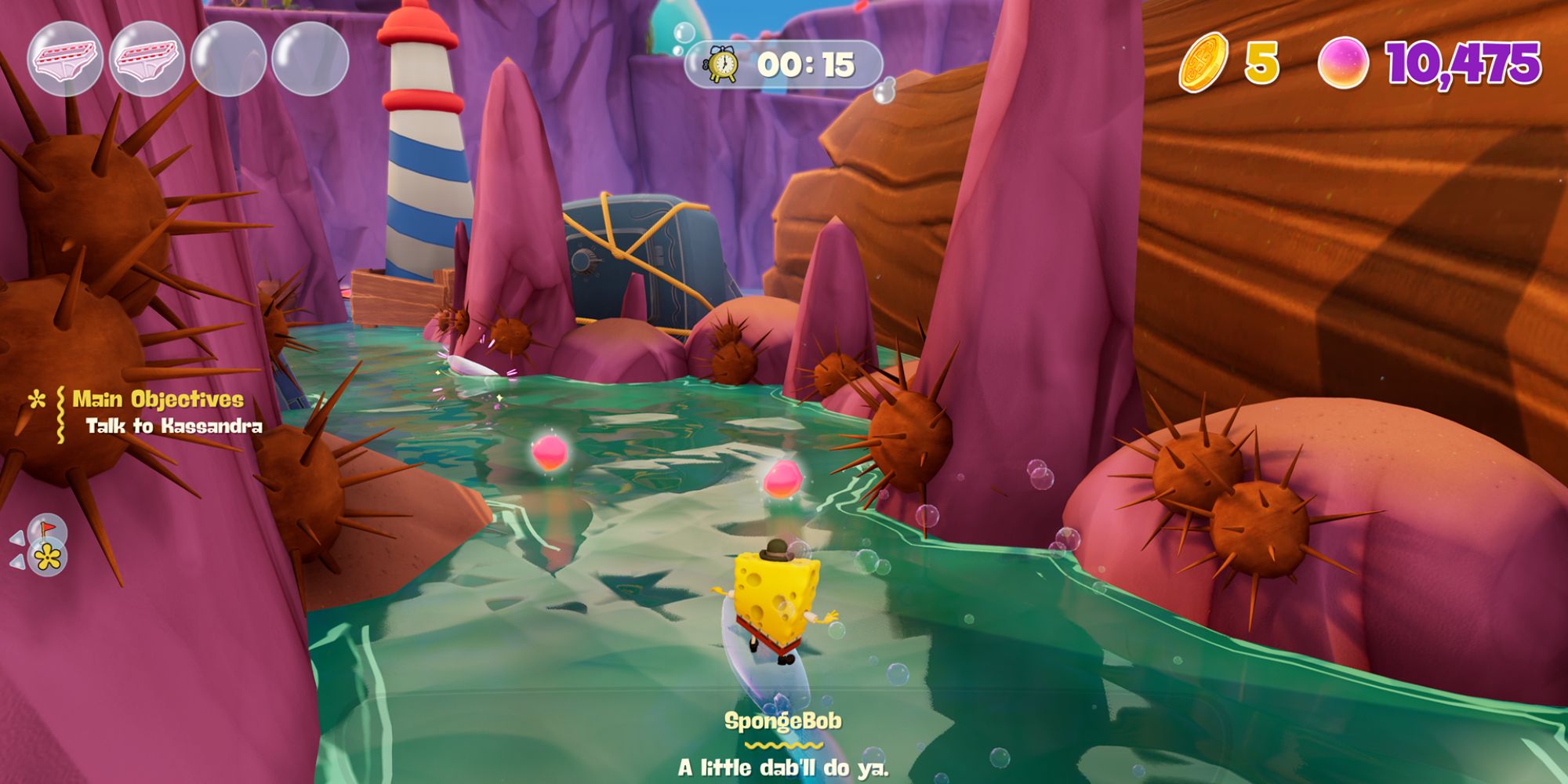 SpongeBob Cosmic Shake Screenshot Of SpongeBob Riding On Hoverboard Over Water