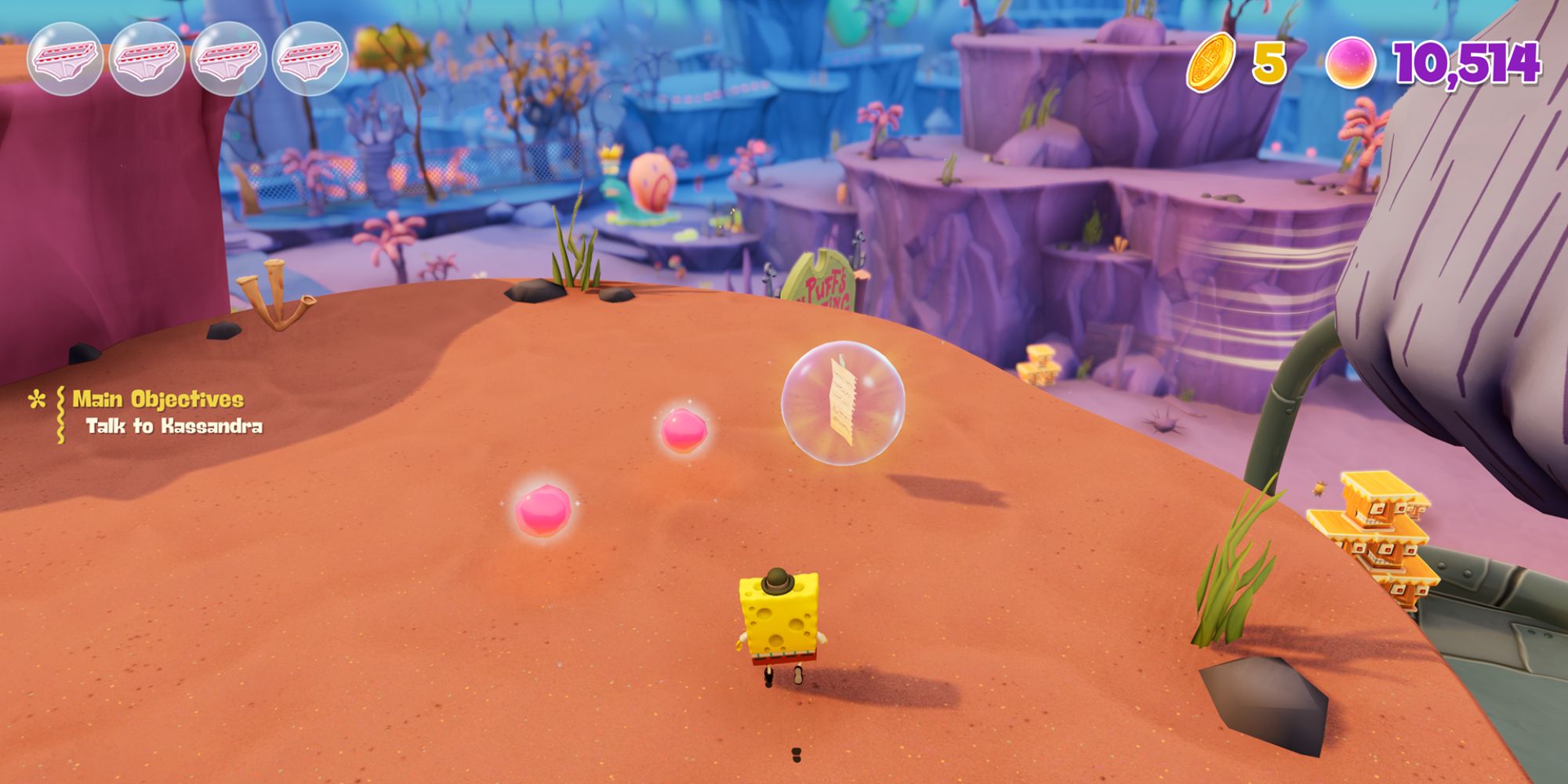 SpongeBob Cosmic Shake Screenshot Of Sticky Note On Mountain