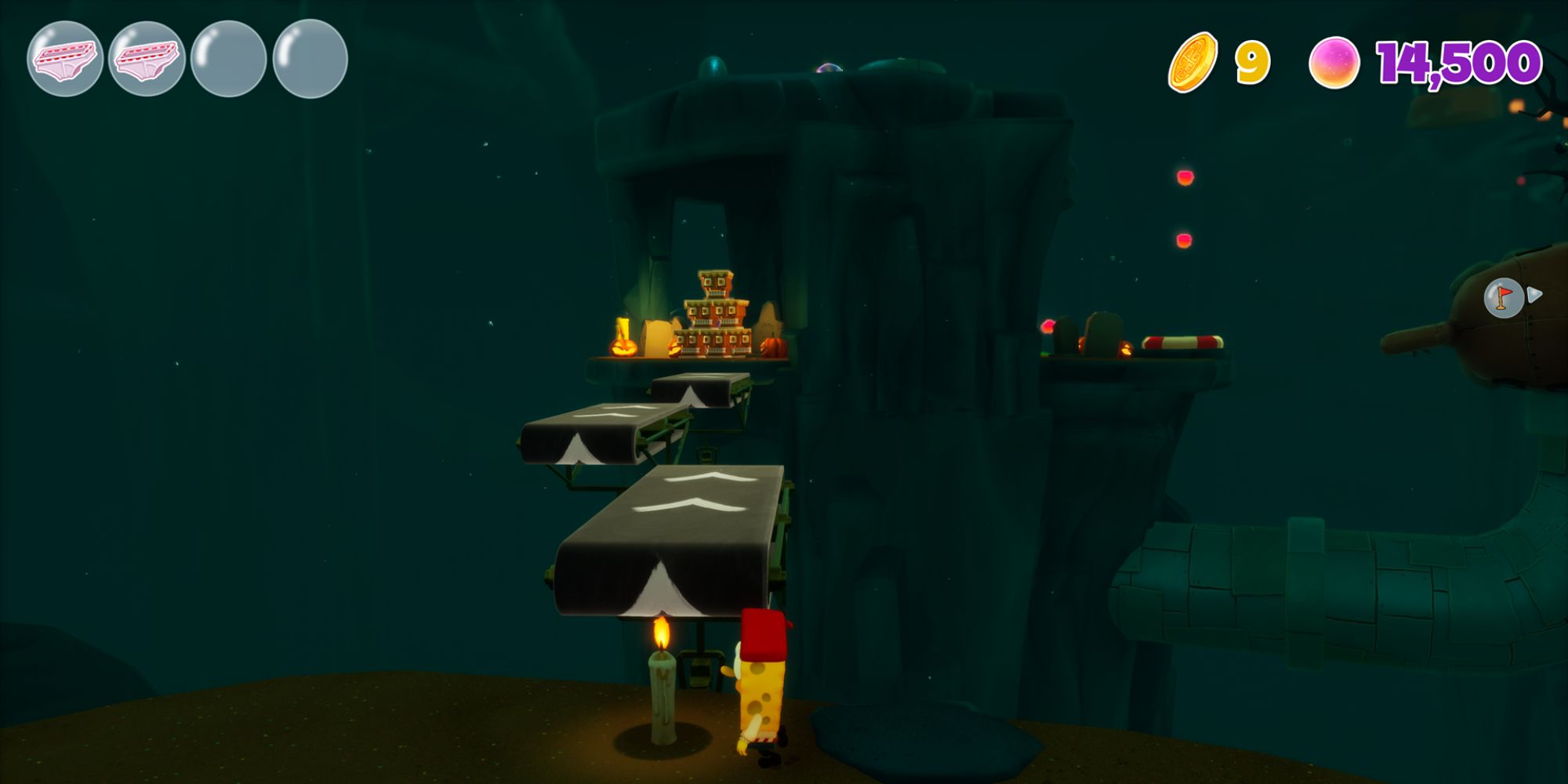 SpongeBob Cosmic Shake Screenshot Of Three Escalators Floating In Air