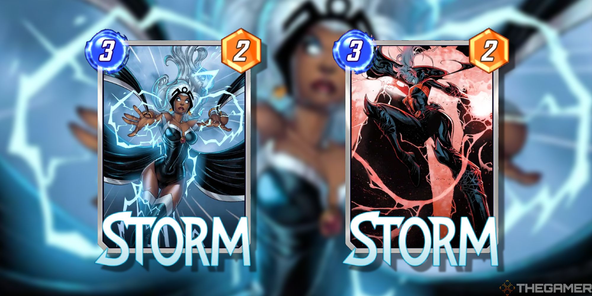 two storm cards from marvel snap