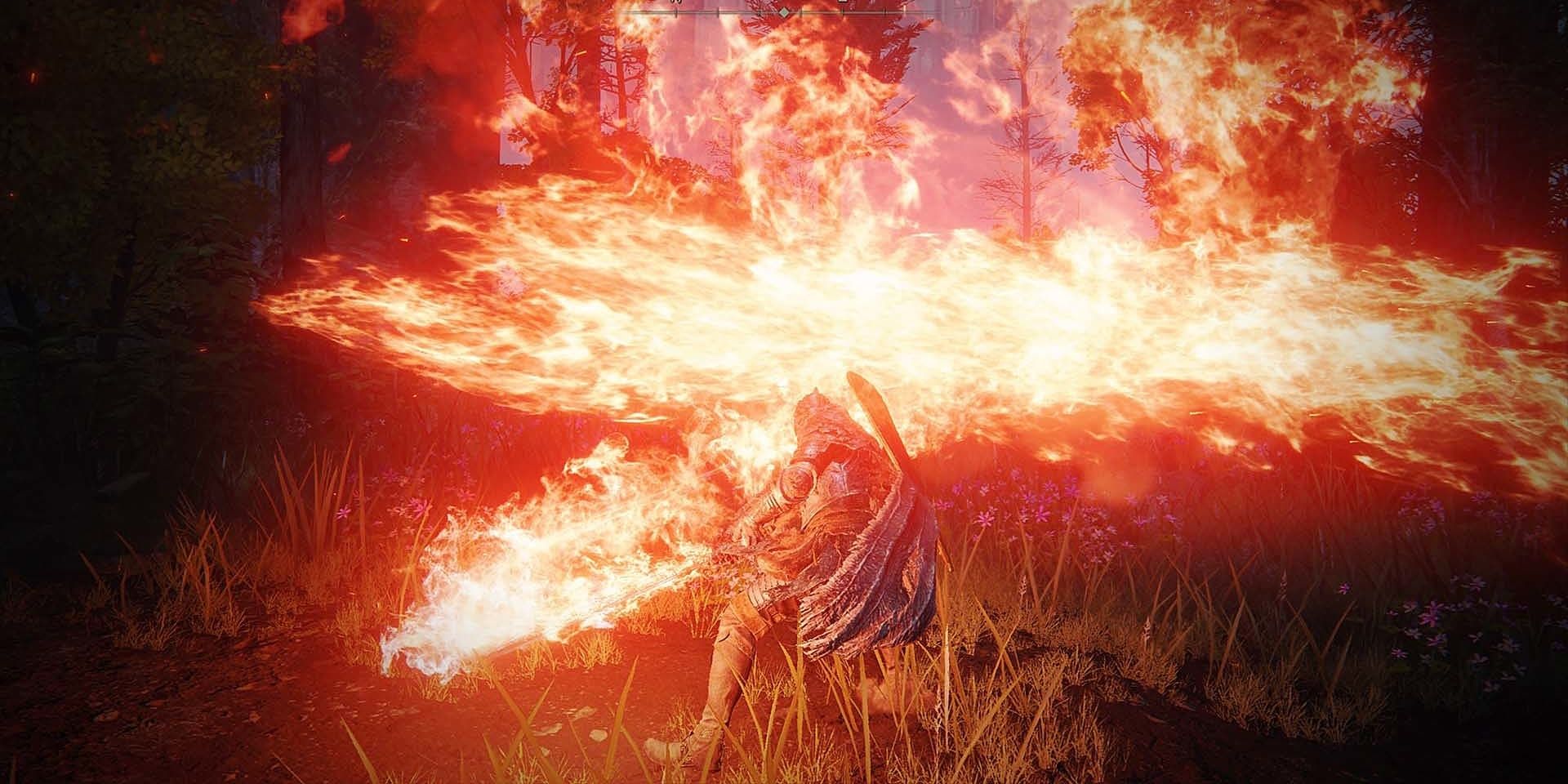 Tarnished wielding Sword of Flame in Elden Ring