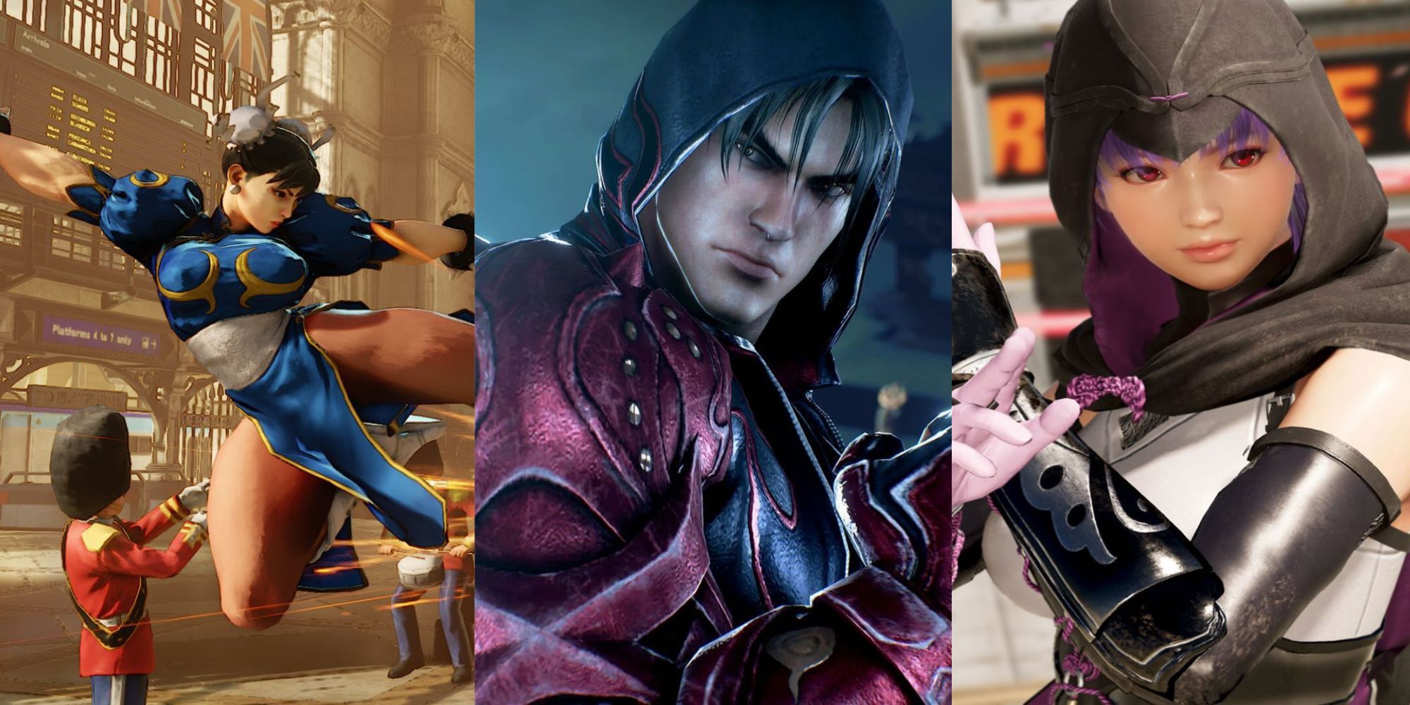 Chun Li from Street Fighter 5, Jin Kazama from Tekken 7 and Ayane from Dead or Alive 6