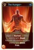 A ring of light emerges under Blade while he yells on a golden The Hunger + card from Marvel's Midnight Suns.