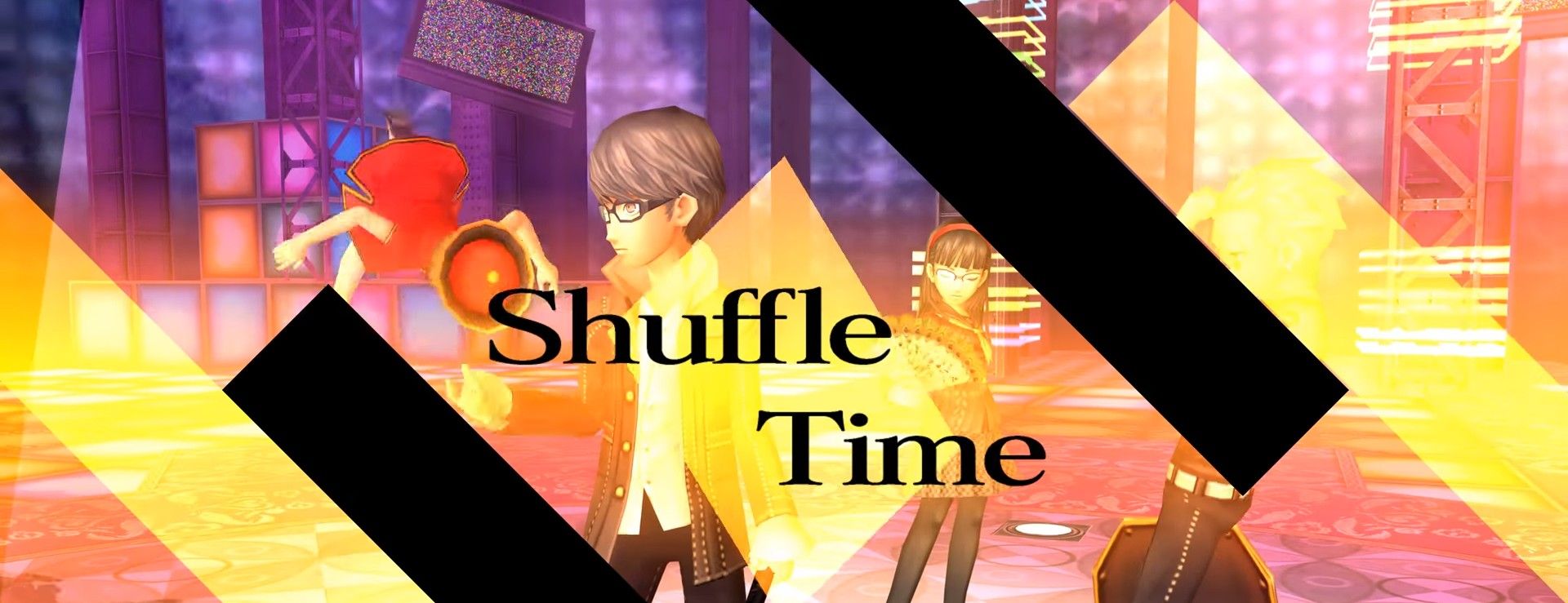 the investigation team triggering a shuffle time in the marukyu striptease dungeon in persona 4 golden rise dungeon