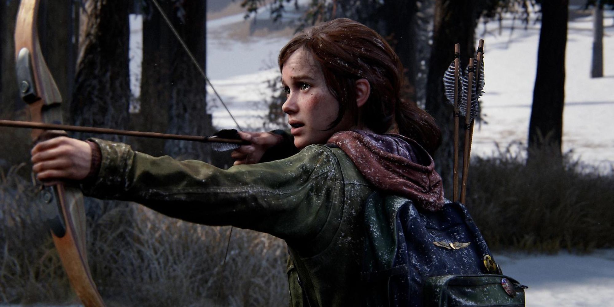 Ellie pulls back an arrow during Winter