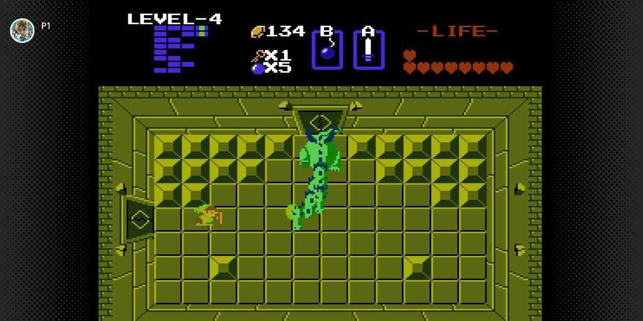 the legend of zelda link fighting a two headed dragon
