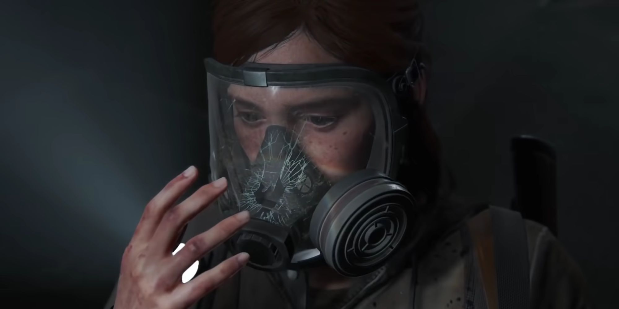 Ellie avec son masque brisé dans The Last of Us Part 2.