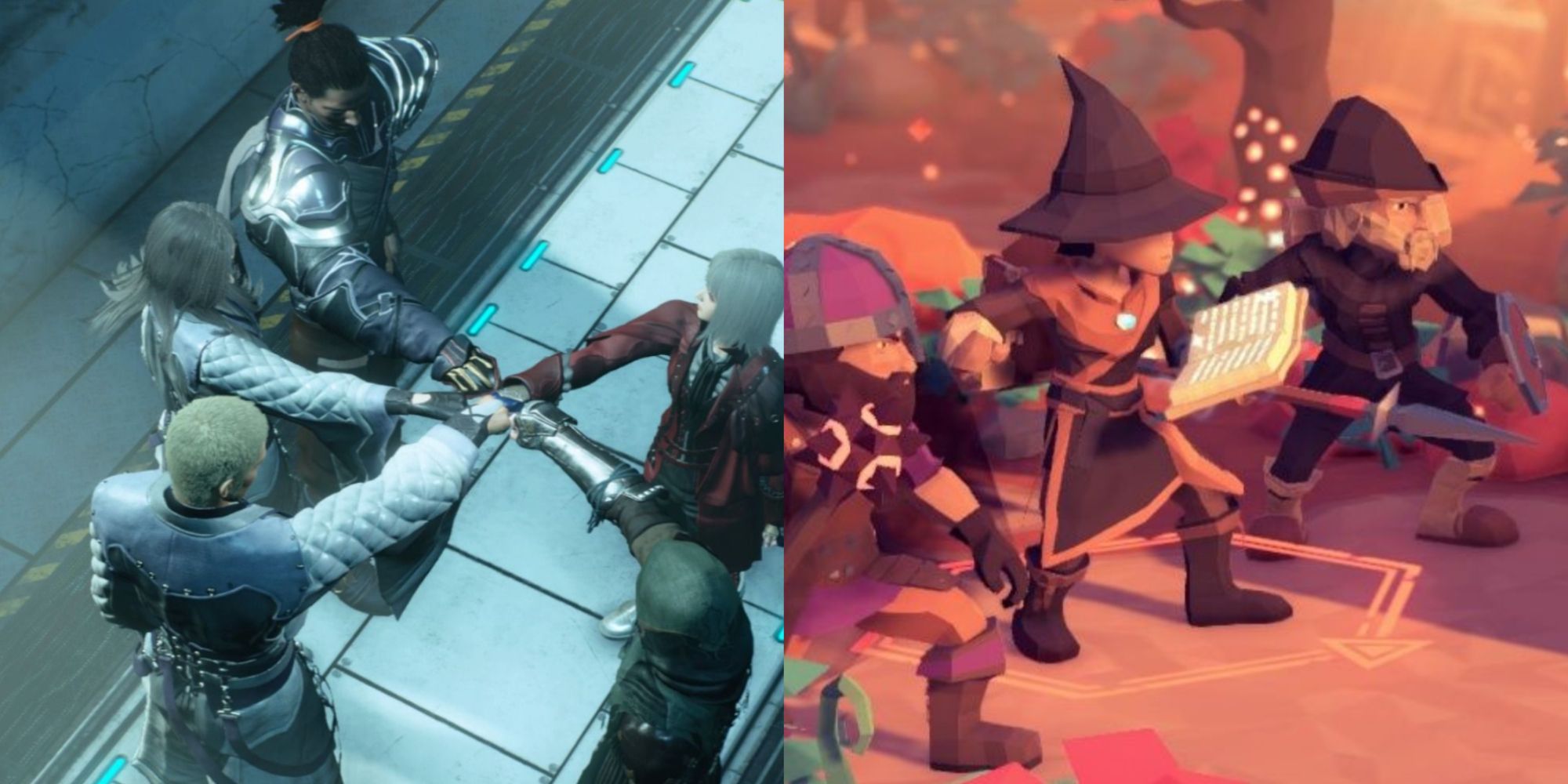 Three Player Games Featured Split Image Containing Screenshots Of Stranger Of Paradise and For The King