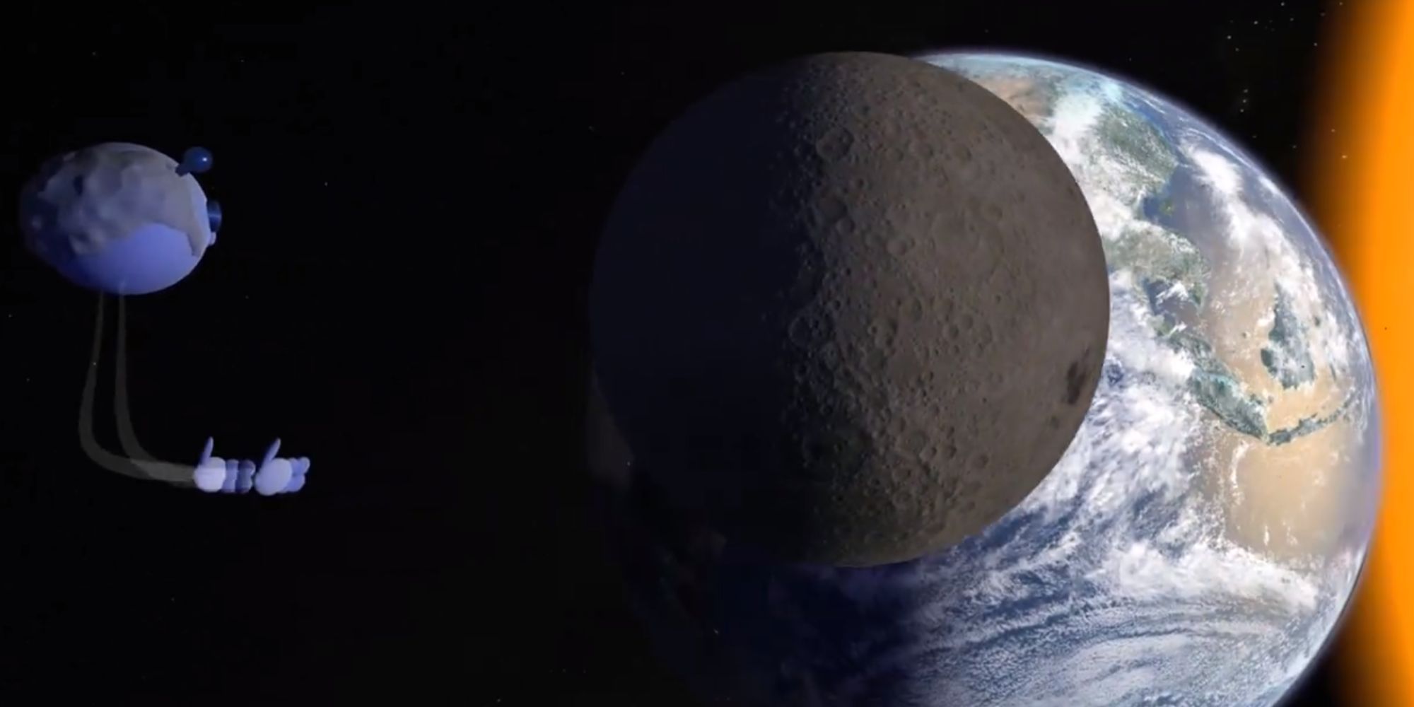 Titans Of Space Moon In Front Of Earth
