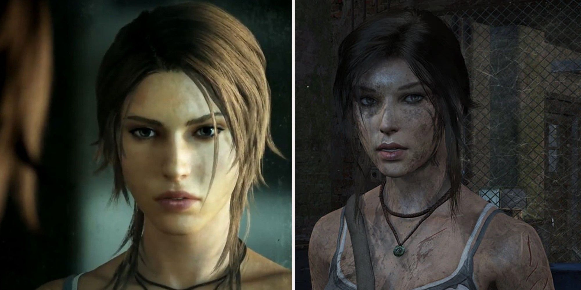 Tomb Raider 2013 - Lara Croft at the beginning of the game and the end