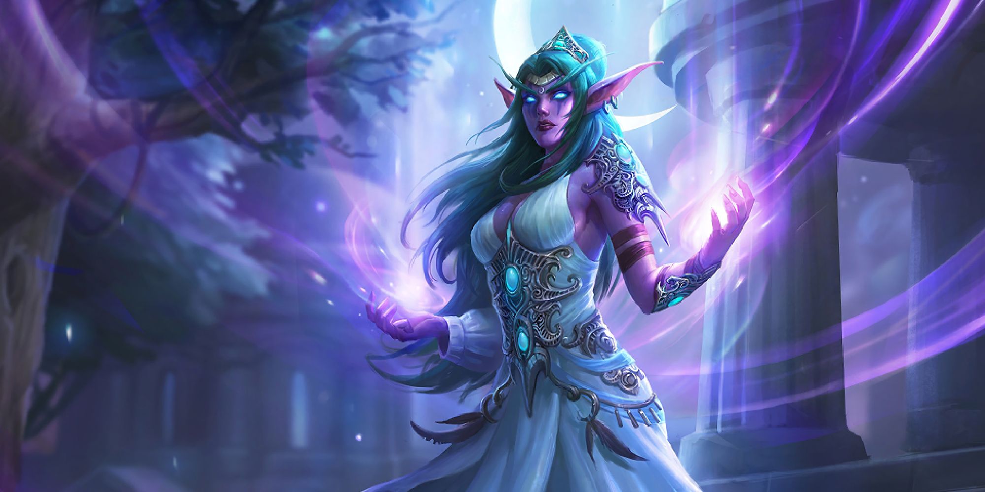 Tyrande Whisperwind from WoW with ethereal background