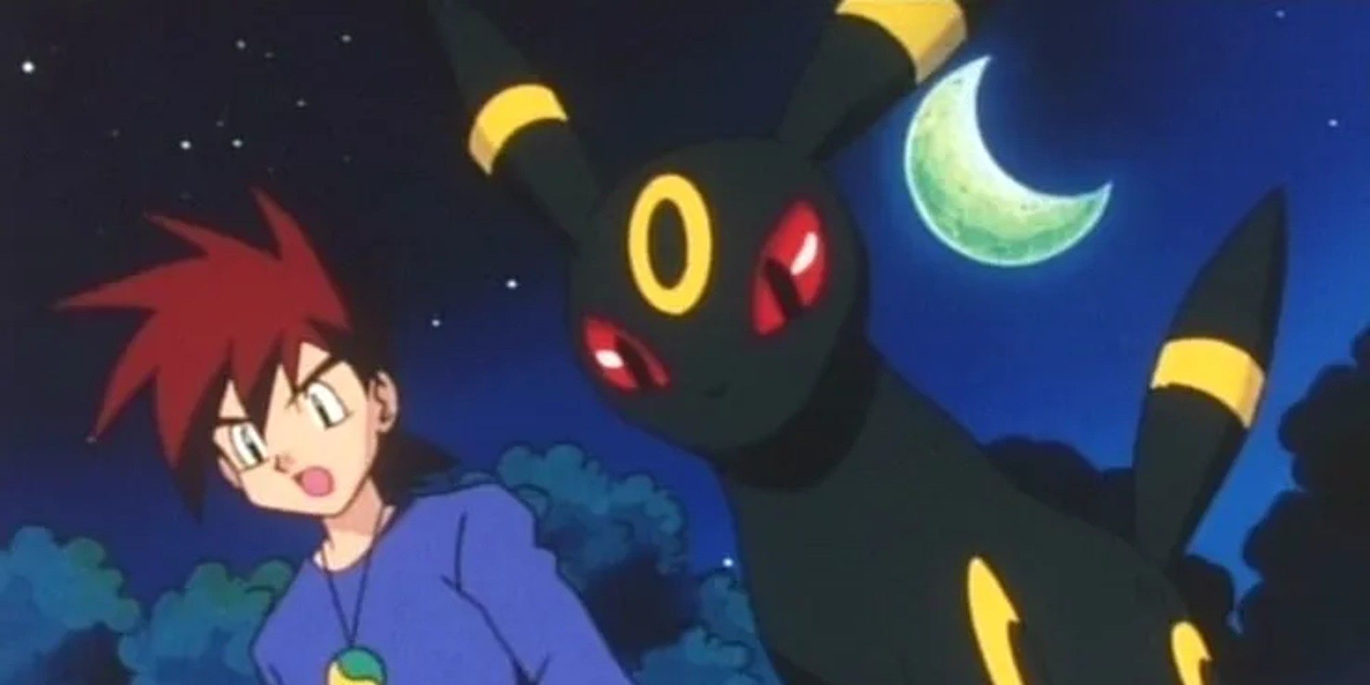 Umbreon and Gary under the Moonlight from the Pokemon Anime