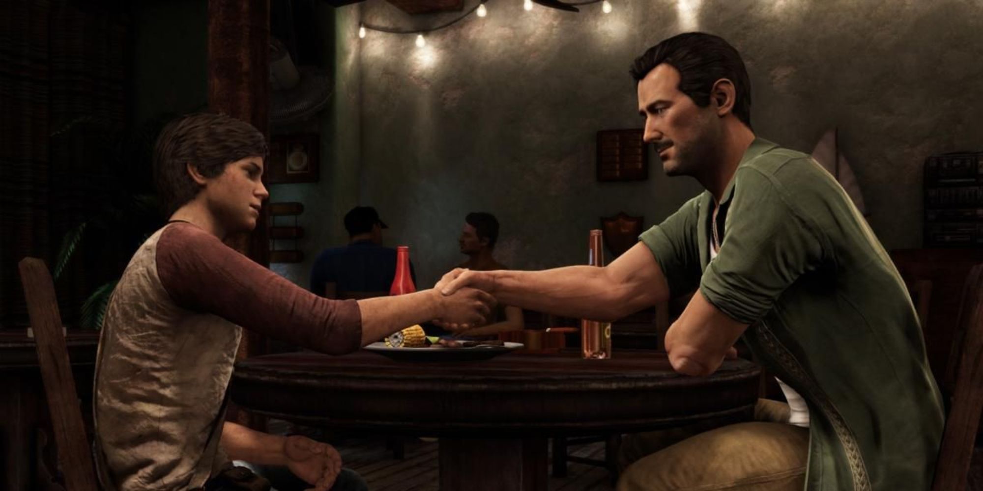 Uncharted 3 Young Nathan Drake Shaking Hands With Sully In Flashback