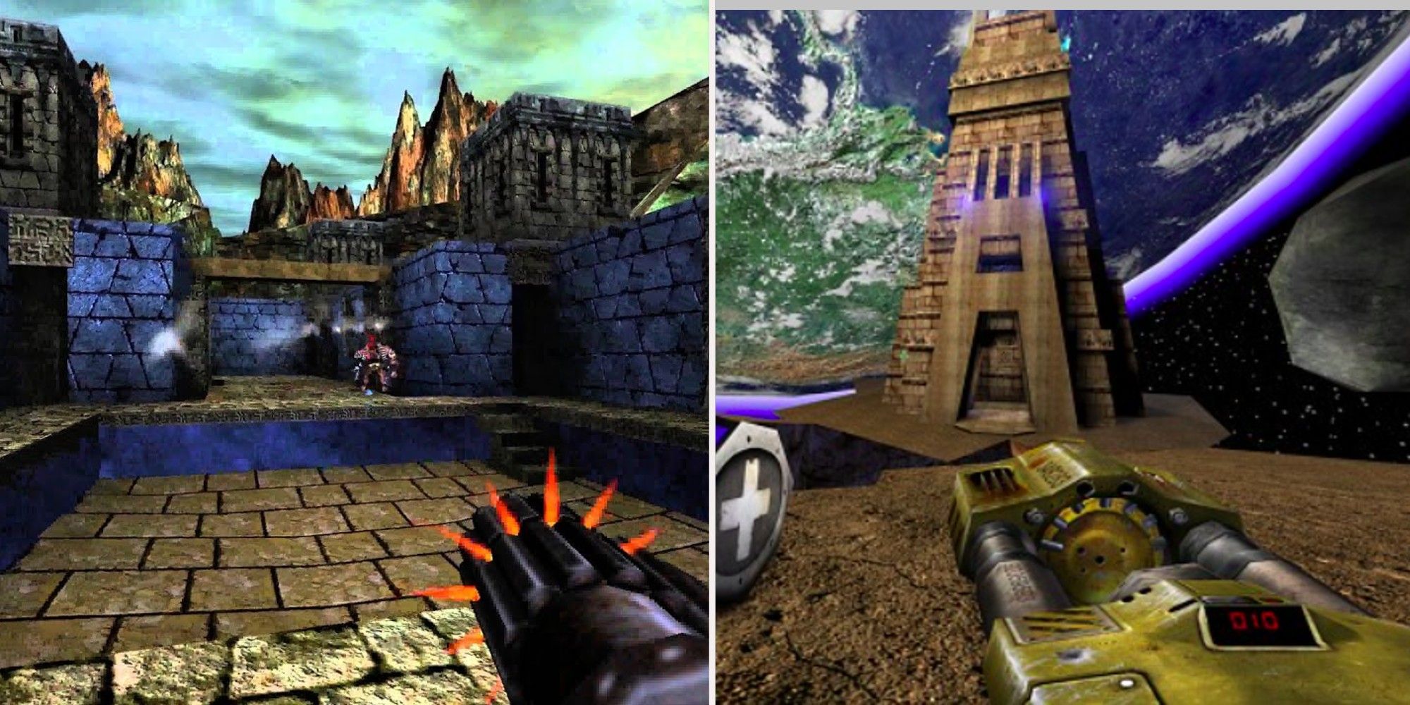 Unreal - gameplay and Unreal Tournament gameplay on facing worlds