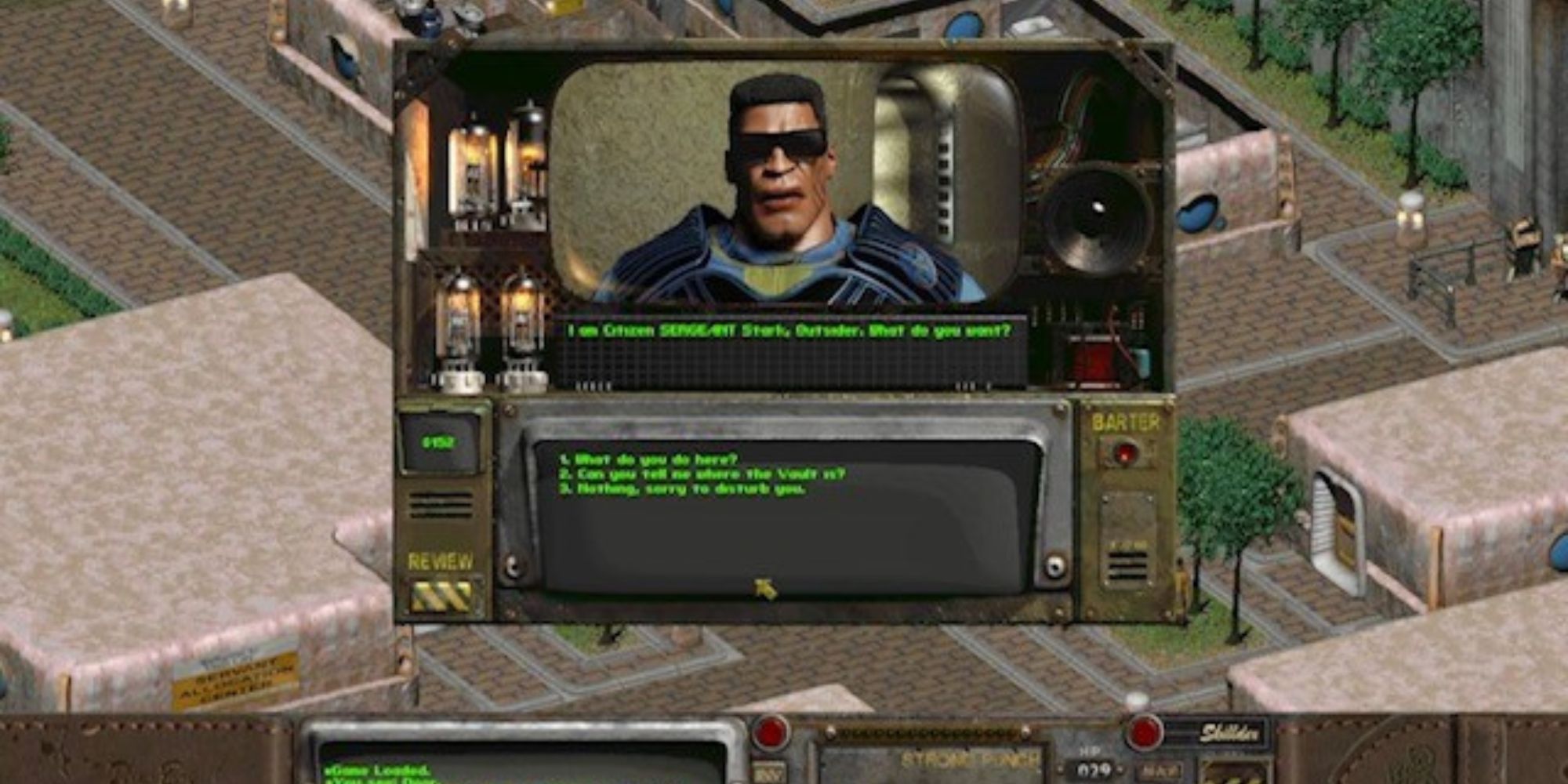 An image from Fallout 2 showing one of the talking heads 