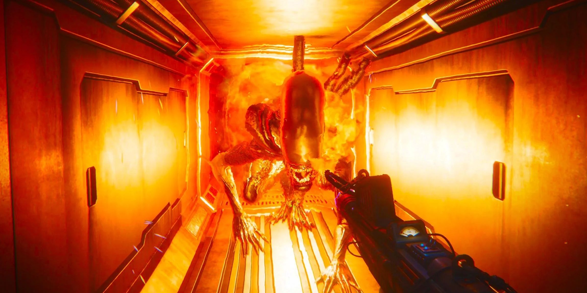 Using Flamethrower on Alien in Alien Isolation