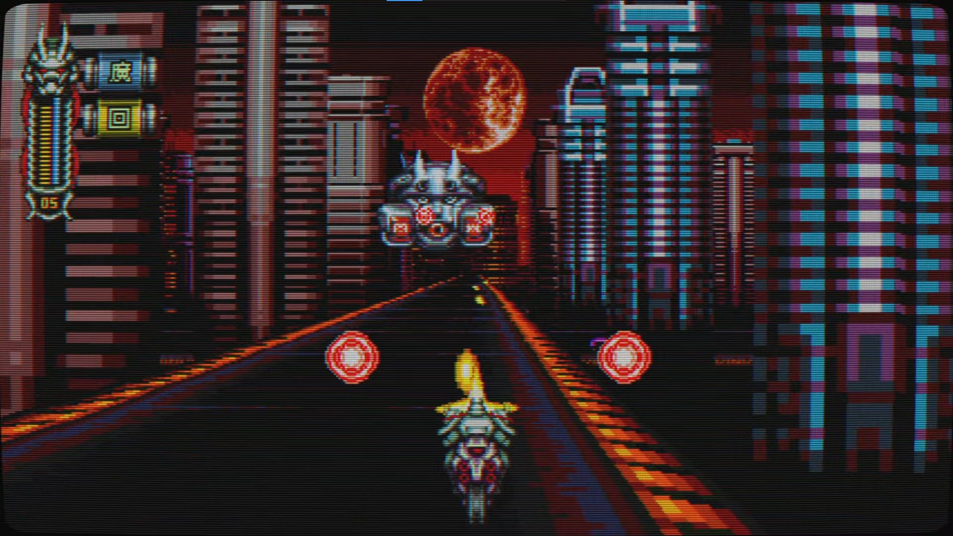 Vengeful Guardian Moonrider, Iwondonilo City, Main Motorcycle Boss Shooting On Either Side Of The Guardian