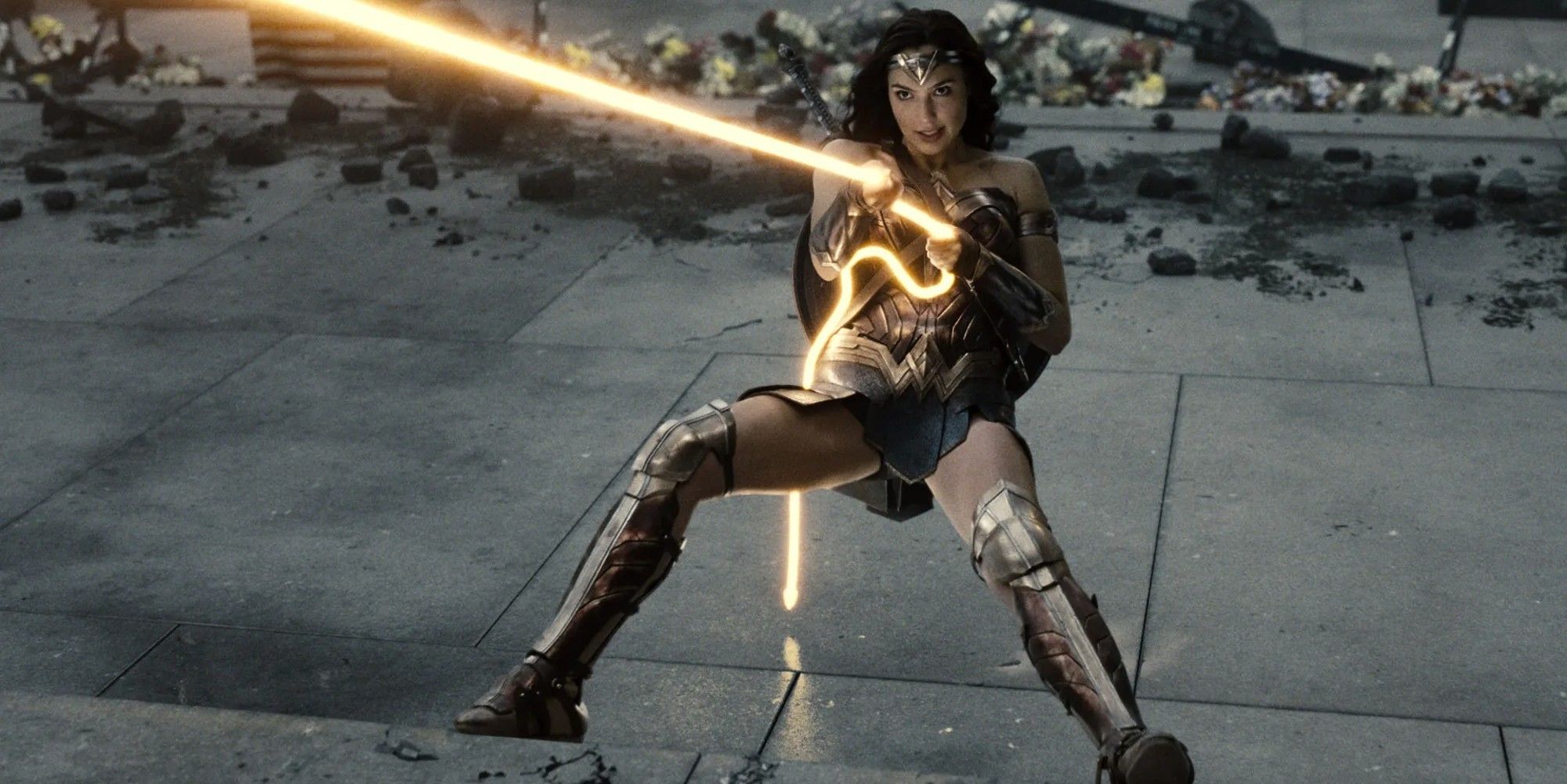wonder woman using the lasso of truth