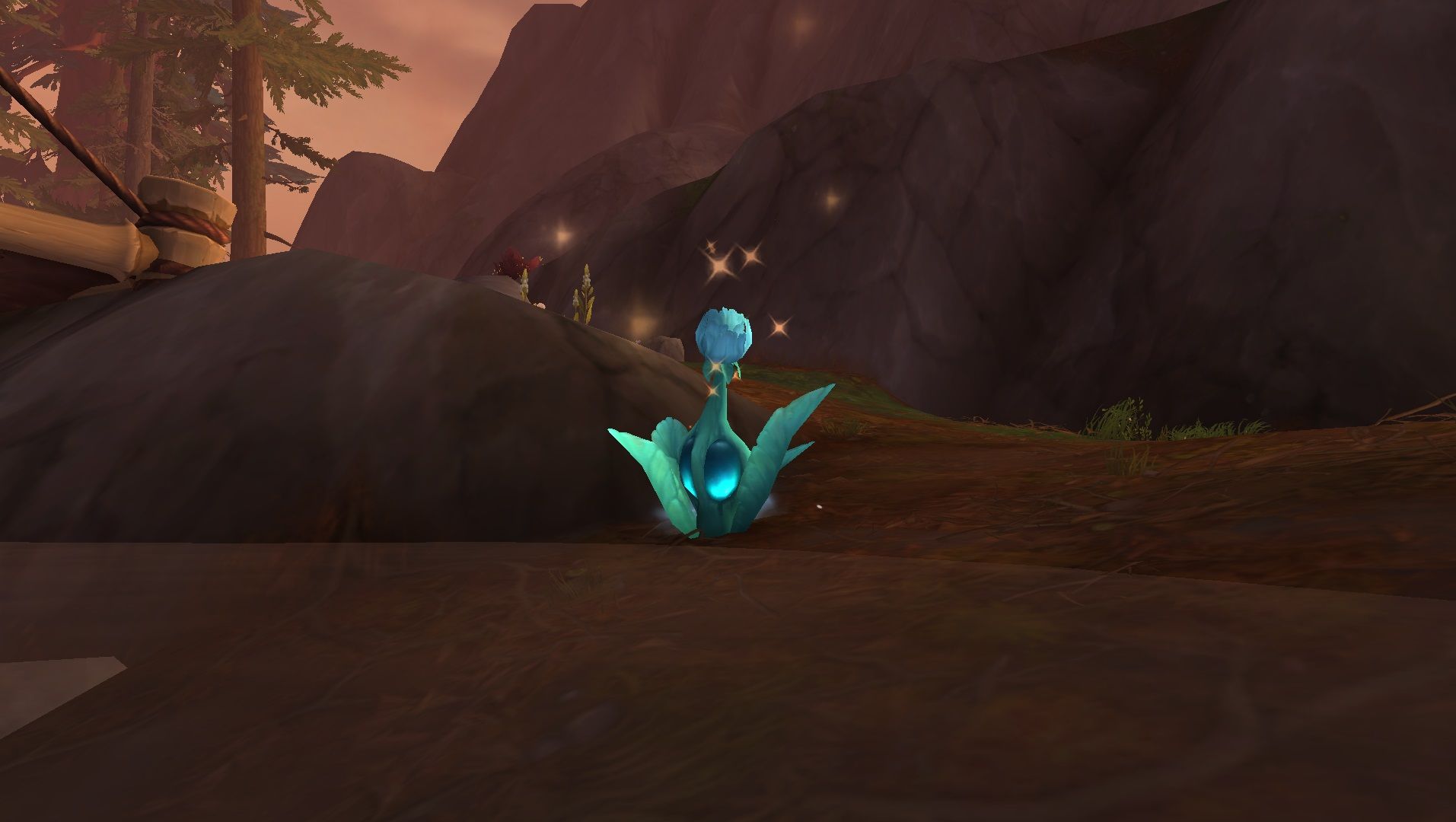 Finding a frigid bubble poppy in The Azure Span in World of Warcraft.