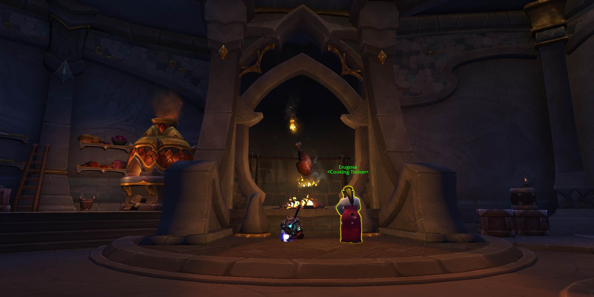 Wow a female pandaren cooking near the fire