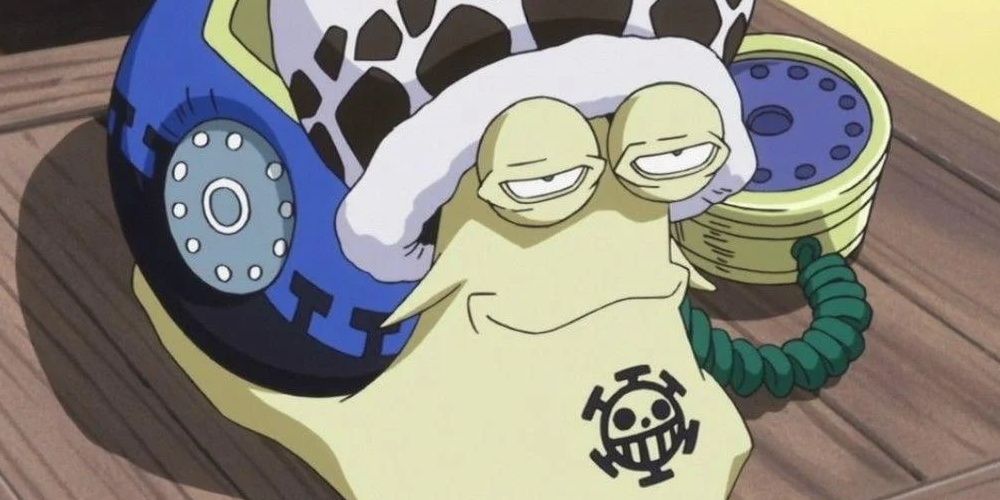 Law's Den Den Mushi making a call in the One Piece anime