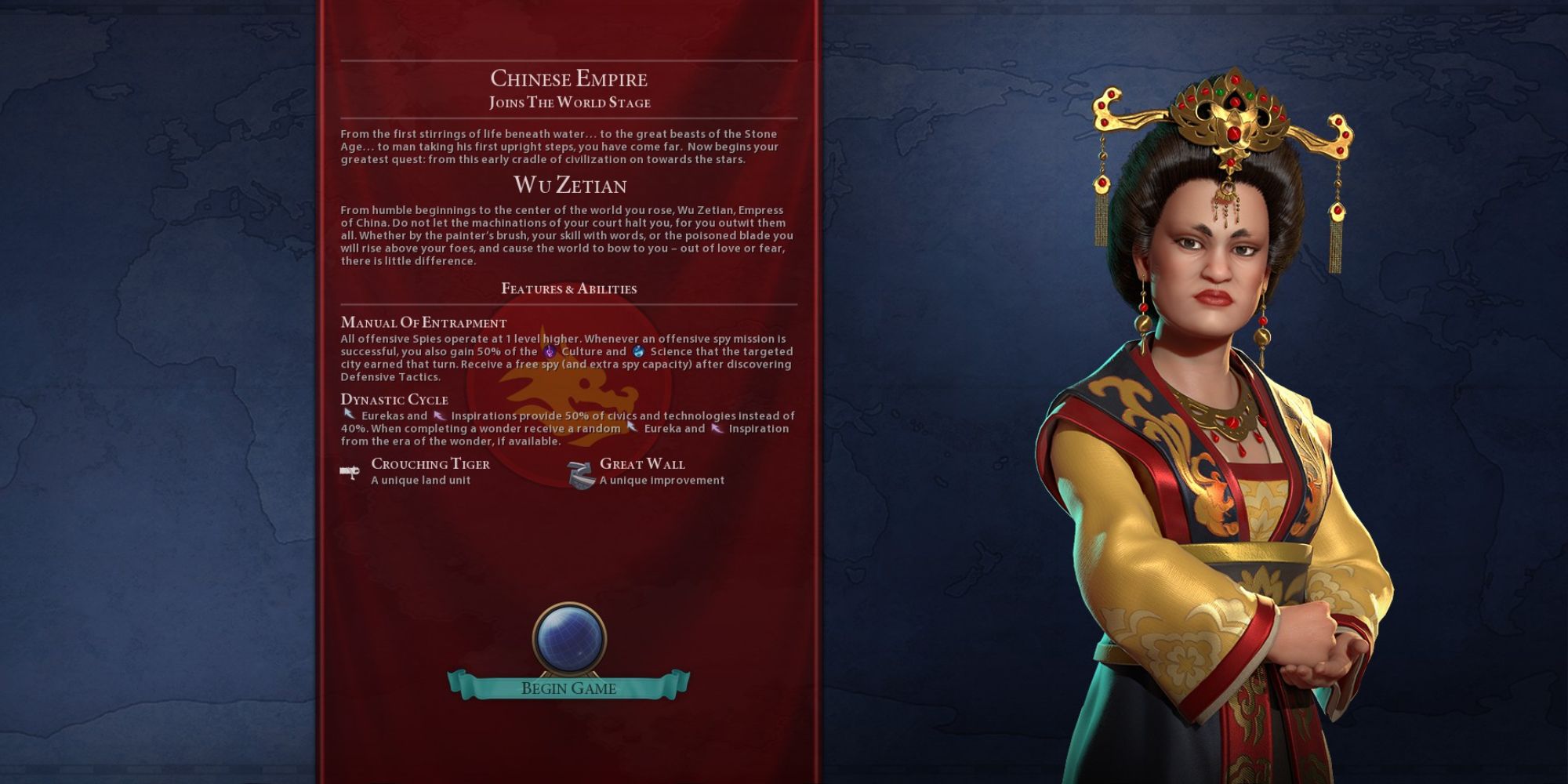 civilization 6 loading screen featuring Wu Zetian