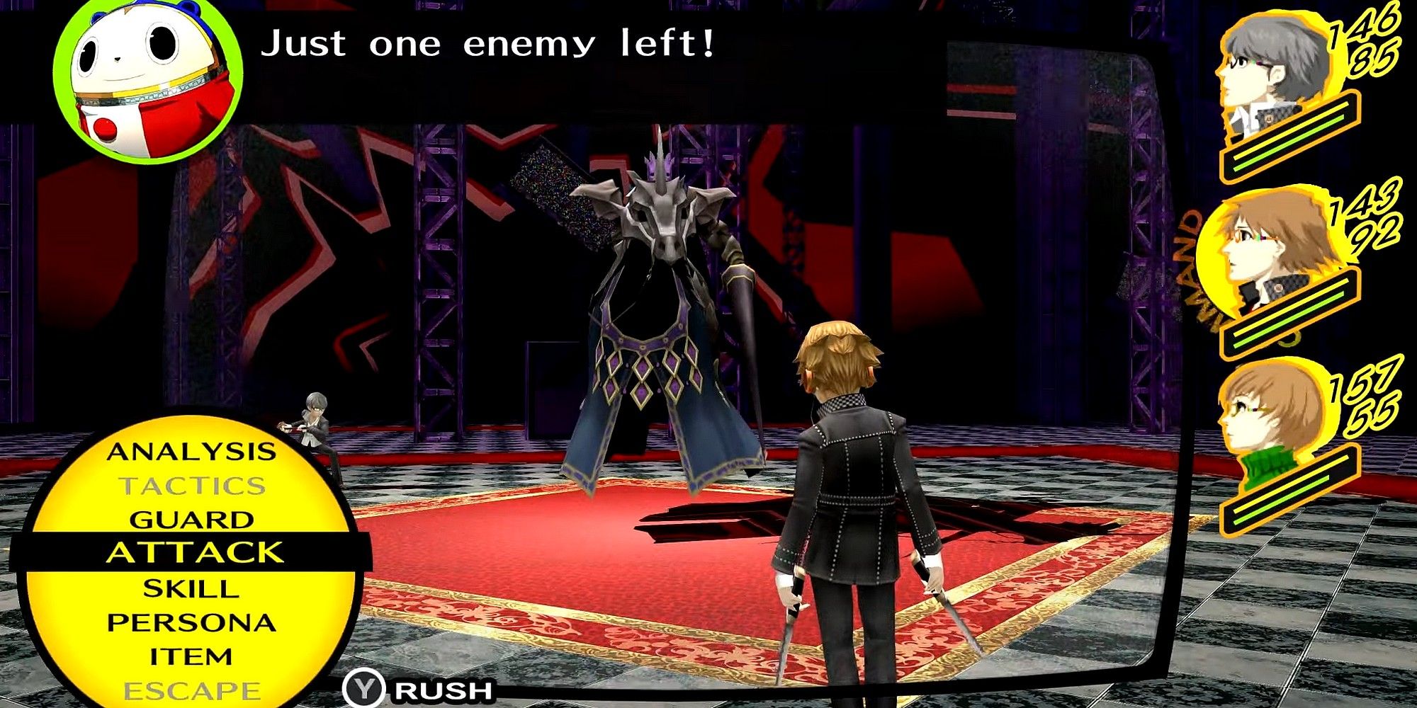 yosuke about to fight avenger knight in yukiko's castle in persona 4 golden-1