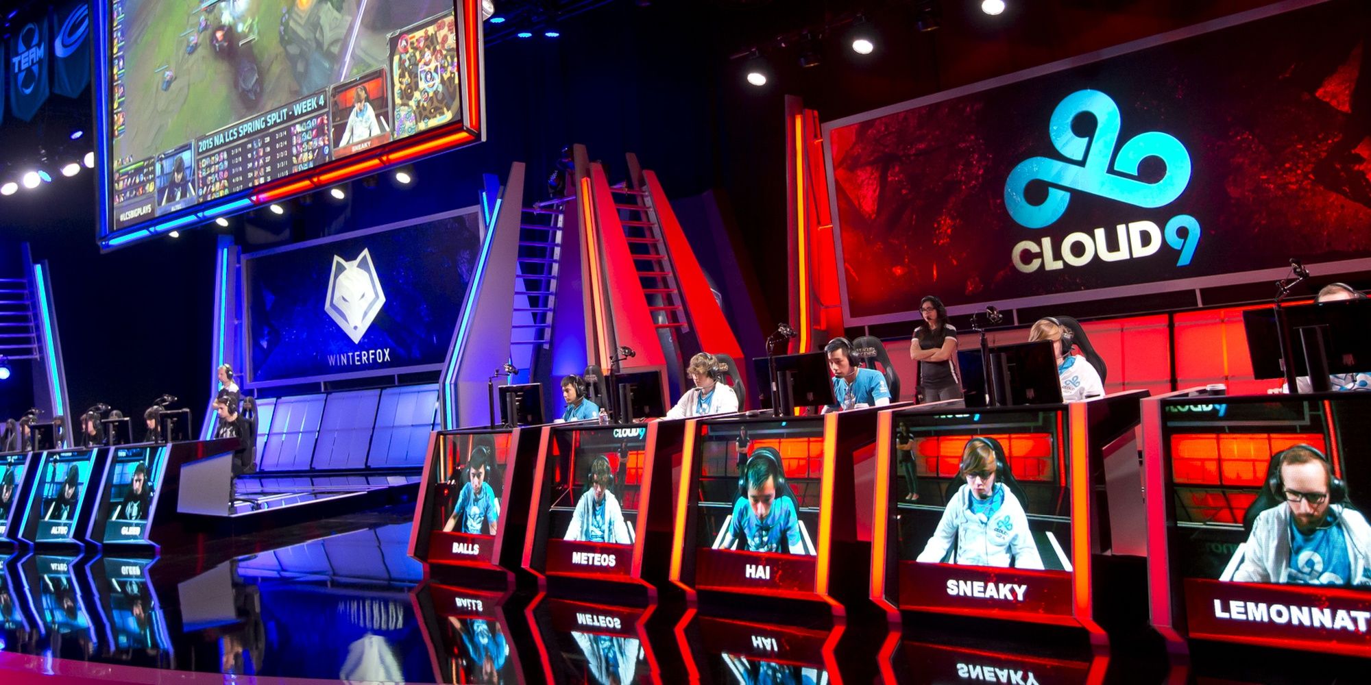 Cloud 9 vs. Winterfox NA LCS League of Legends shot from the stage