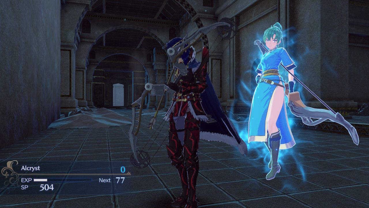 Fire Emblem Engage: Alcryst Hiding Behind Bow With Emblem Lyn After Gaining SP