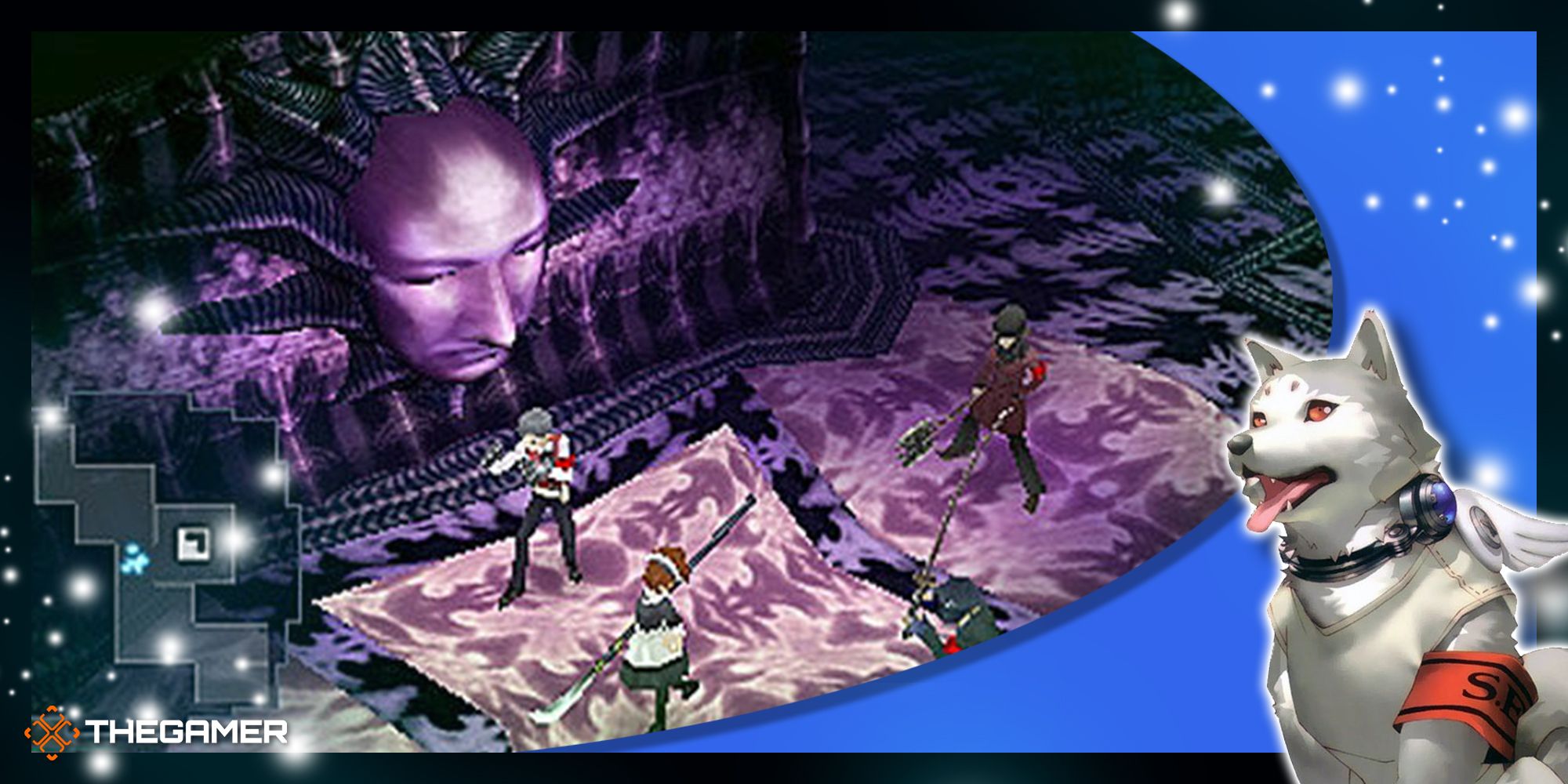 the members of sees in the arqa block of tartarus, showcasing their weapons and costumes in persona 3 portable