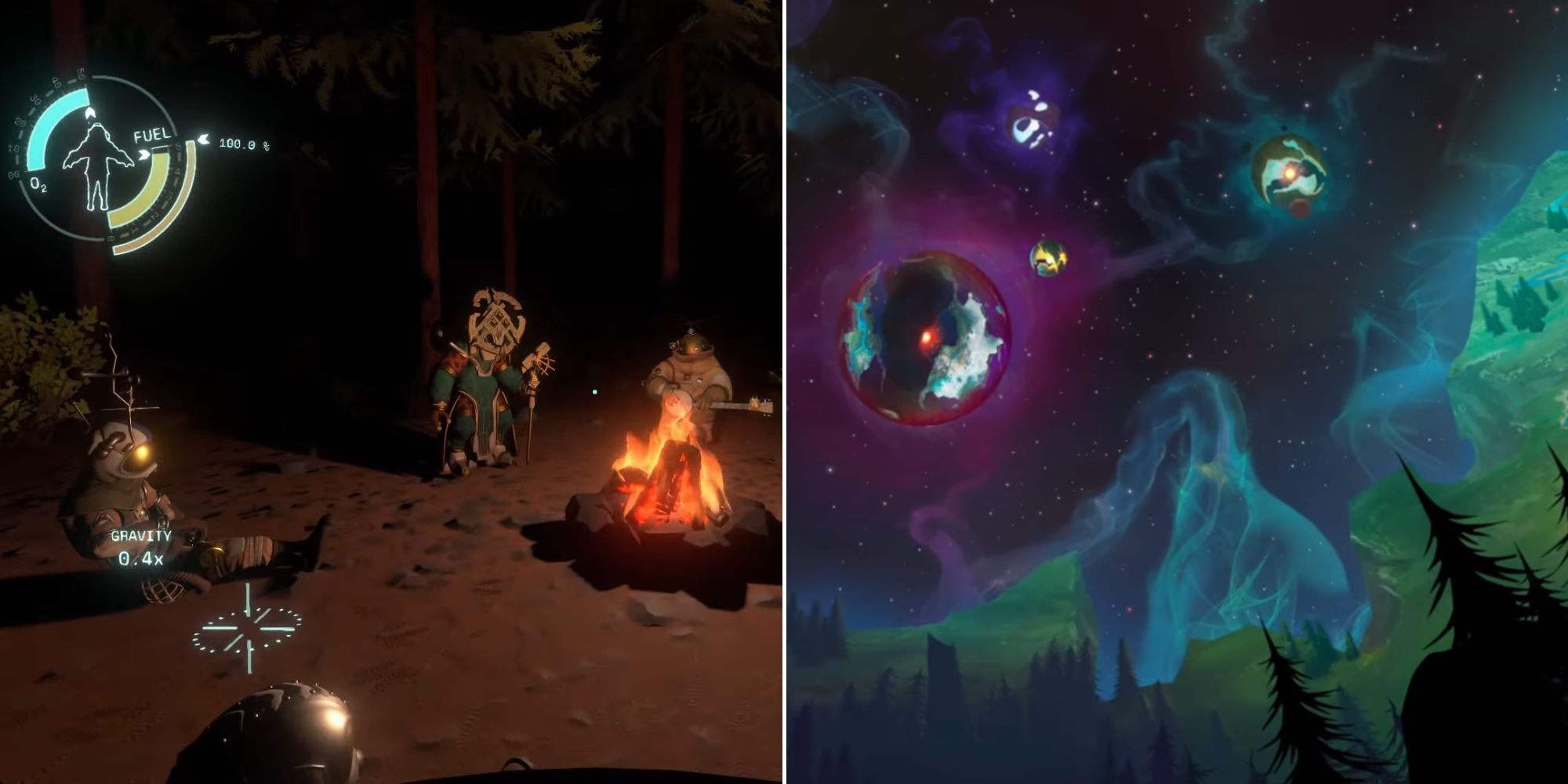 All The Explorers Gathered Around A Campfire In Outer Wilds - The New Universe After The Credits Of The Game