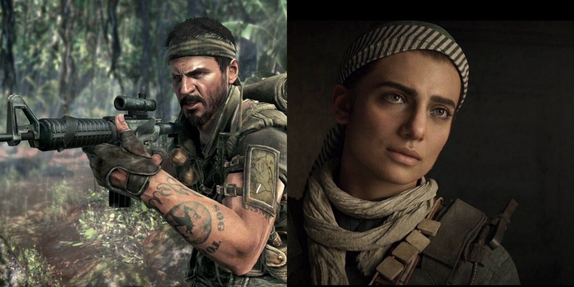 Best Call Of Duty Characters Ranked Featured Split Image Frank Woods and Farah Ahmed Karim
