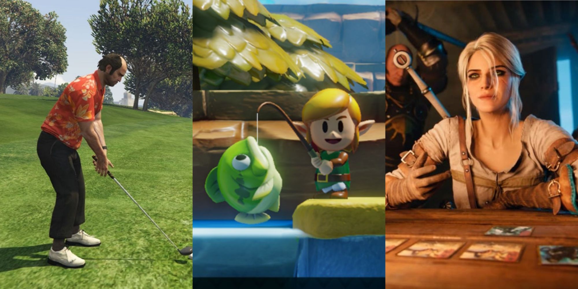 Best MiniGames in Open World Games: Golf in GTA V, Fishing in The Legend of Zelda Link's Awakening and Gwent in the Witcher