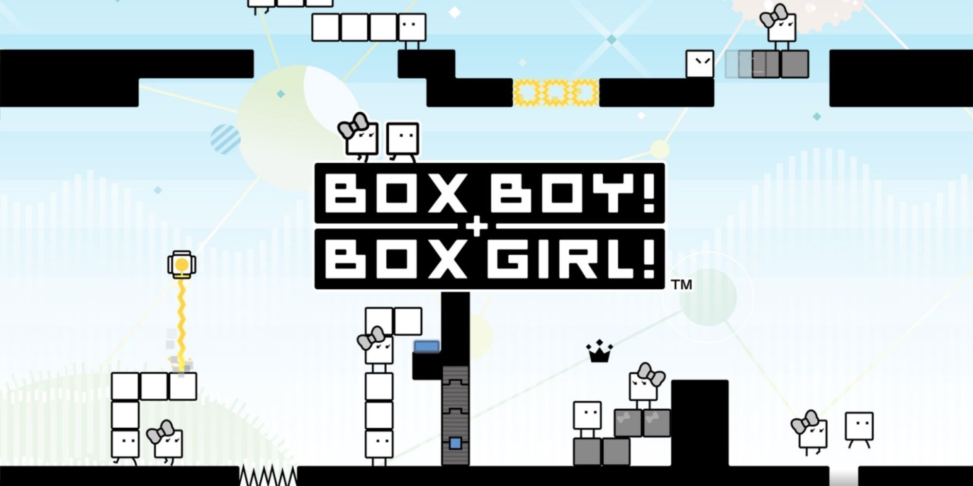 BoxBoy! + BoxGirl! cover art/poster with suggested gameplay elements