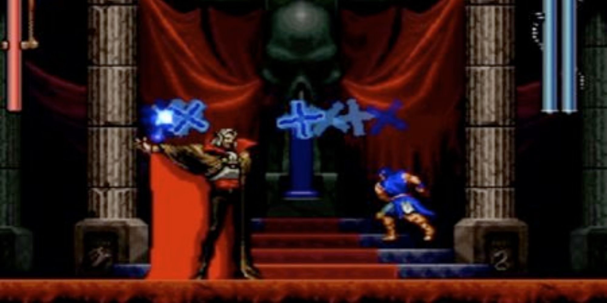castlevania draculas throne room where belmont and dracua are fighting
