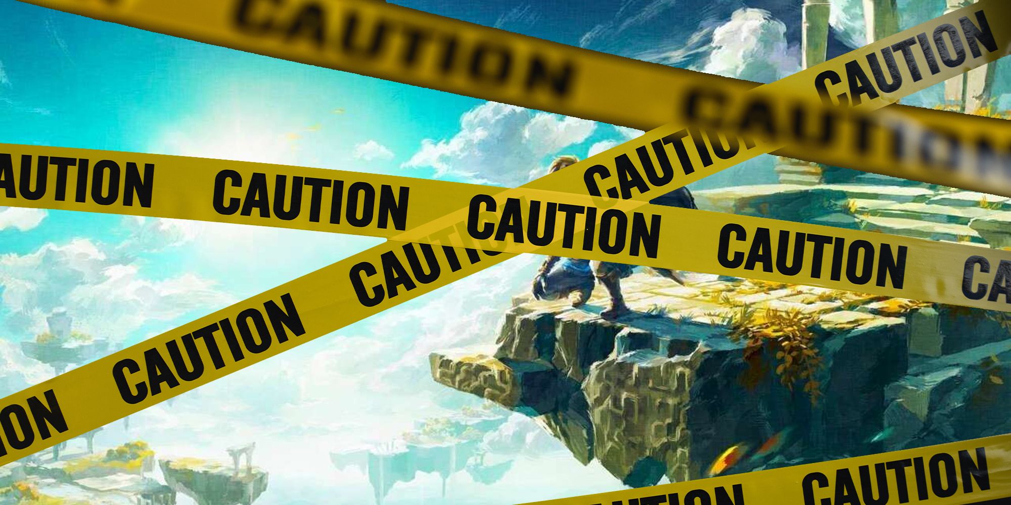 caution tape over tears of the kingdom art
