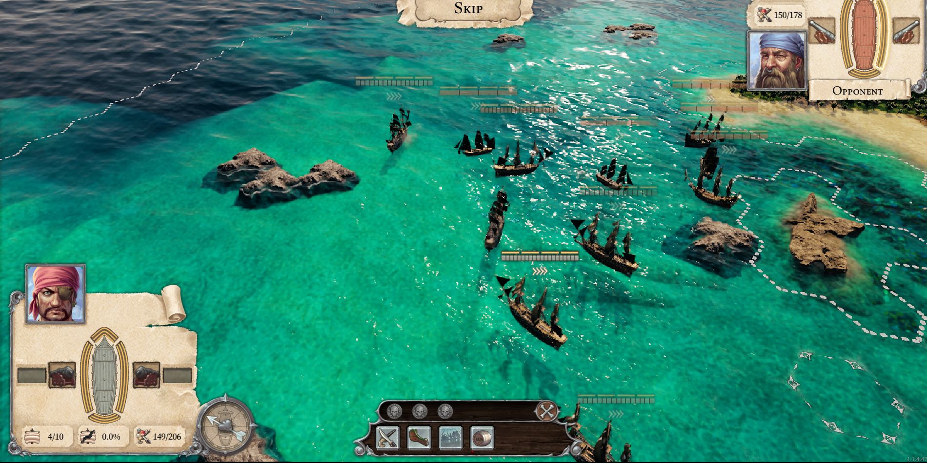 Charles Vane prepares a ramming maneuver in battle against rival pirates