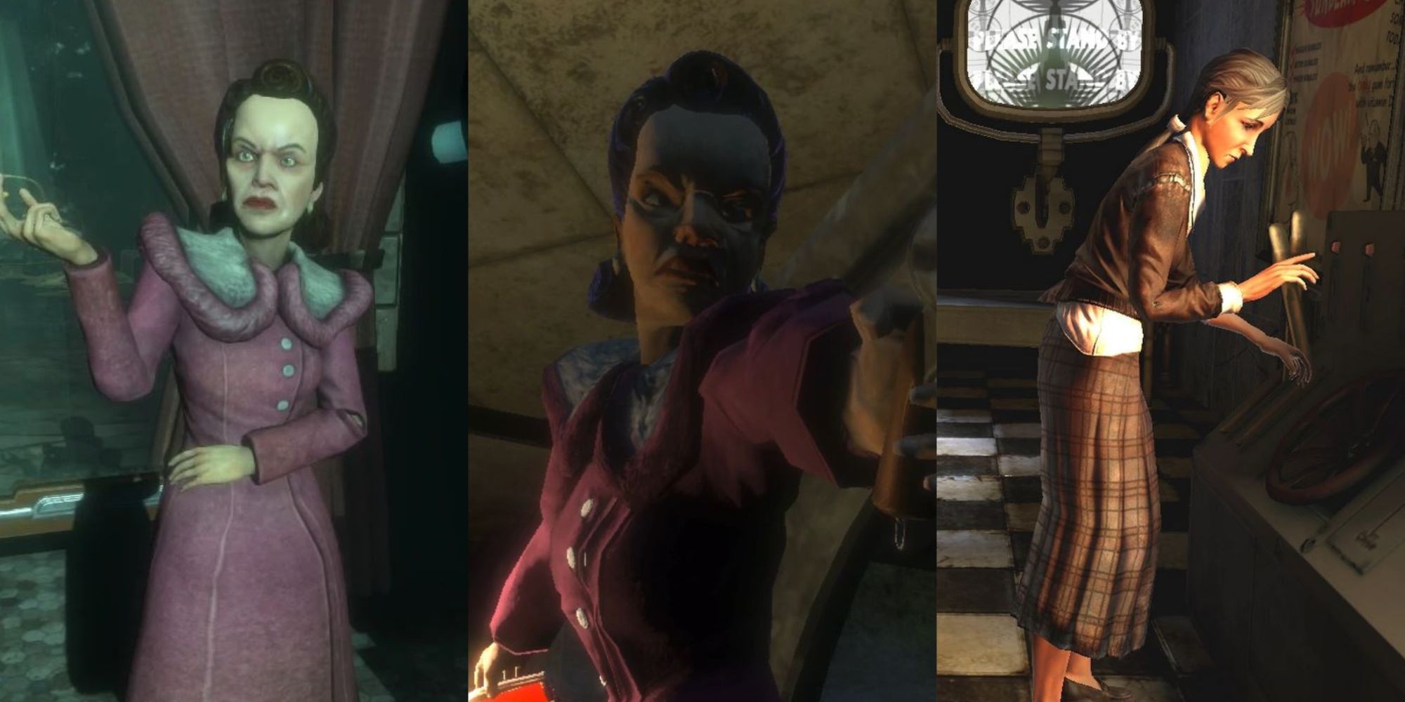 Various shots of Brigid Tenenbaum in BioShock and BioShock 2