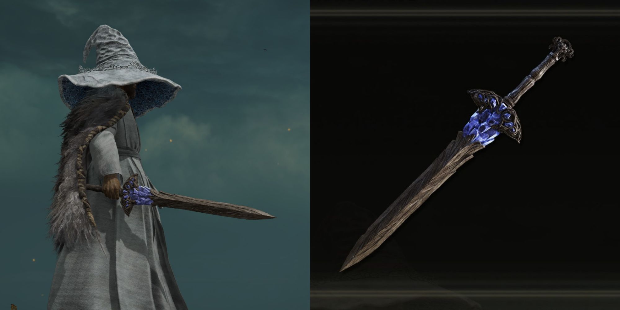 Character Holding Lazuli Glintstone Sword Elden Ring