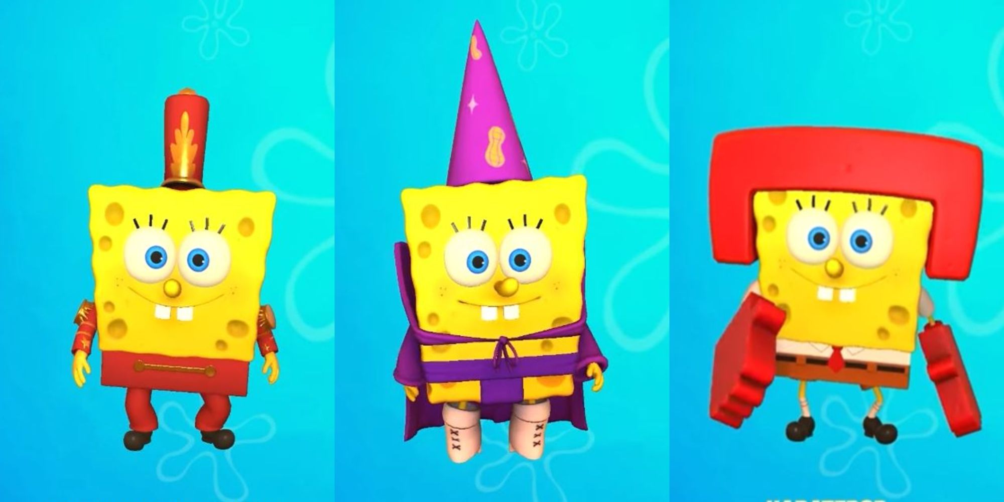 Band, Wizard, and Karate costumes in SpongeBob SquarePants: The Cosmic Shake