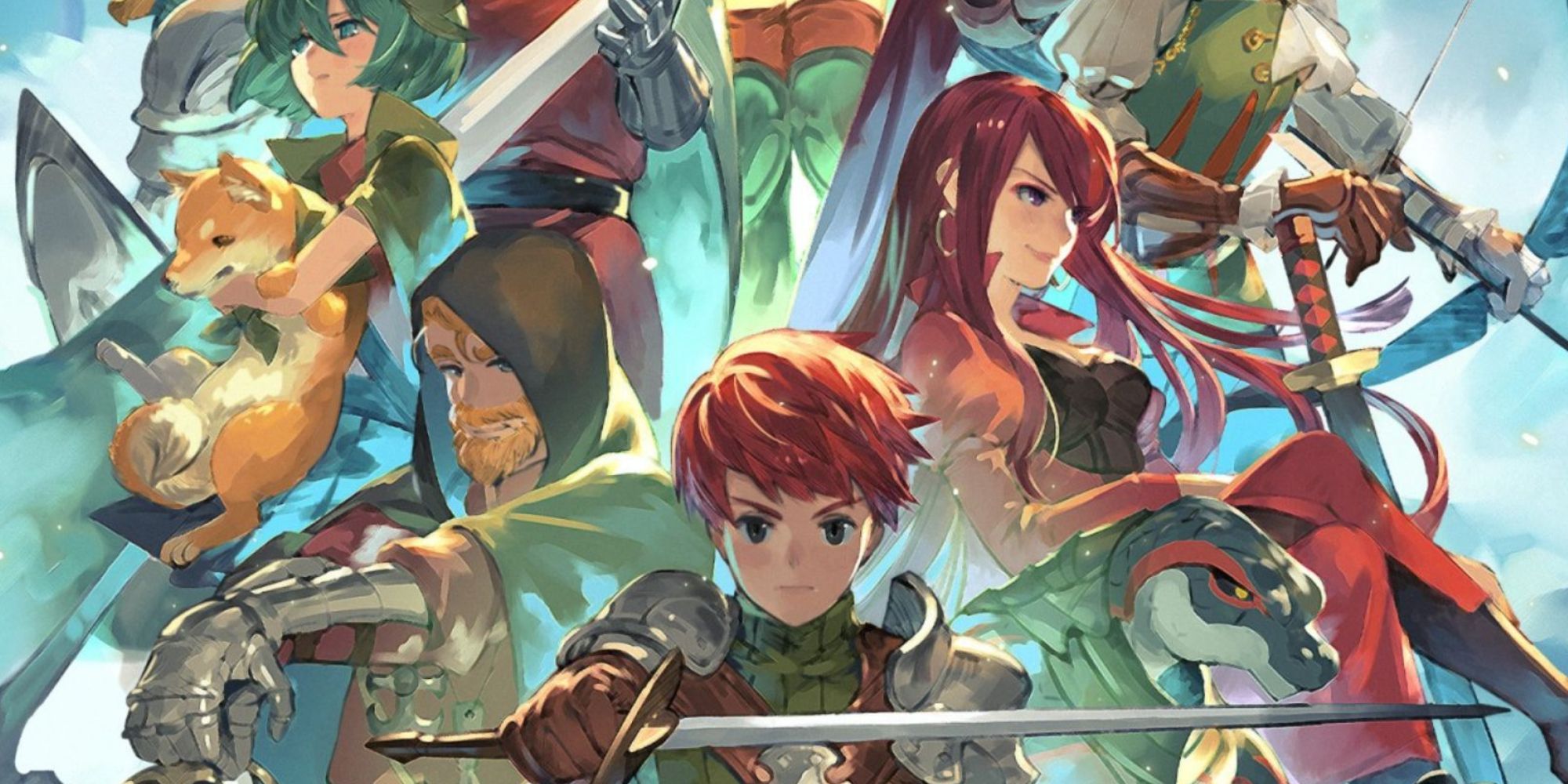 Chained Echoes promotional image showing the cast of the game.