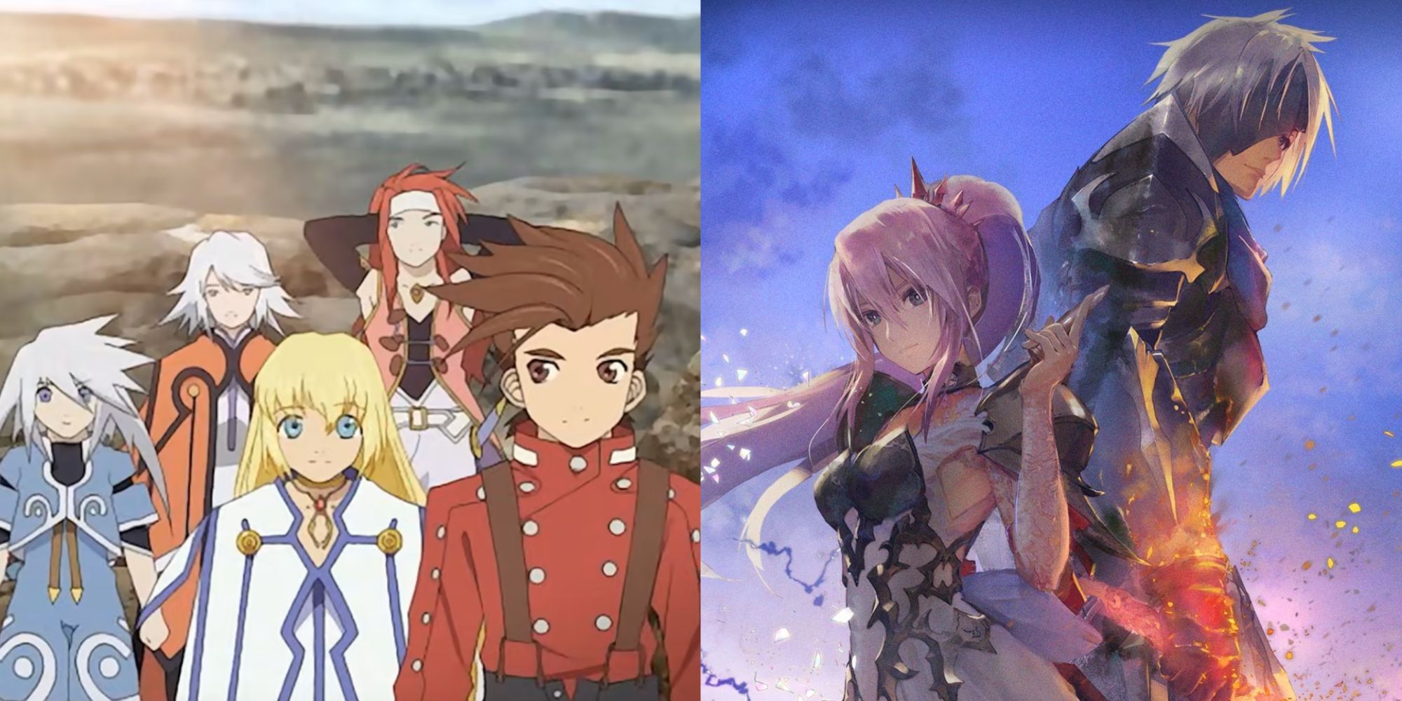 Tales of Symphonia Remastered and Tales of Arise promo art featuring the cast of each game