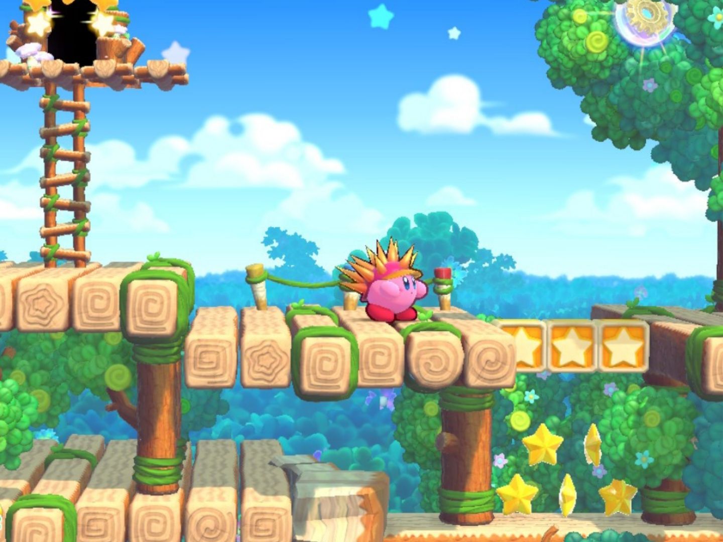Kirby below an Energy Sphere in the top right corner.