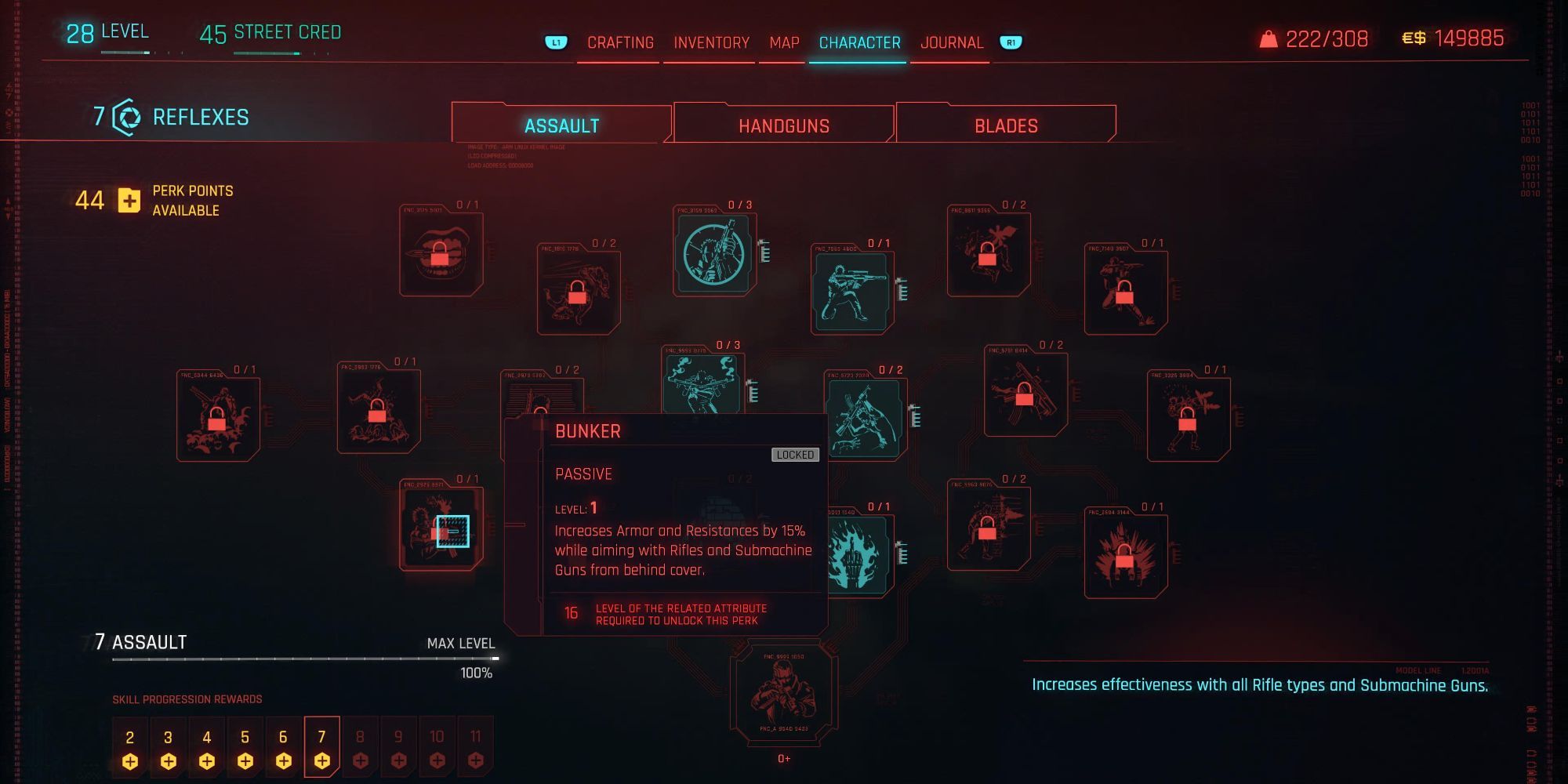 Cyberpunk 2077 Assault Bunker Skill Tree